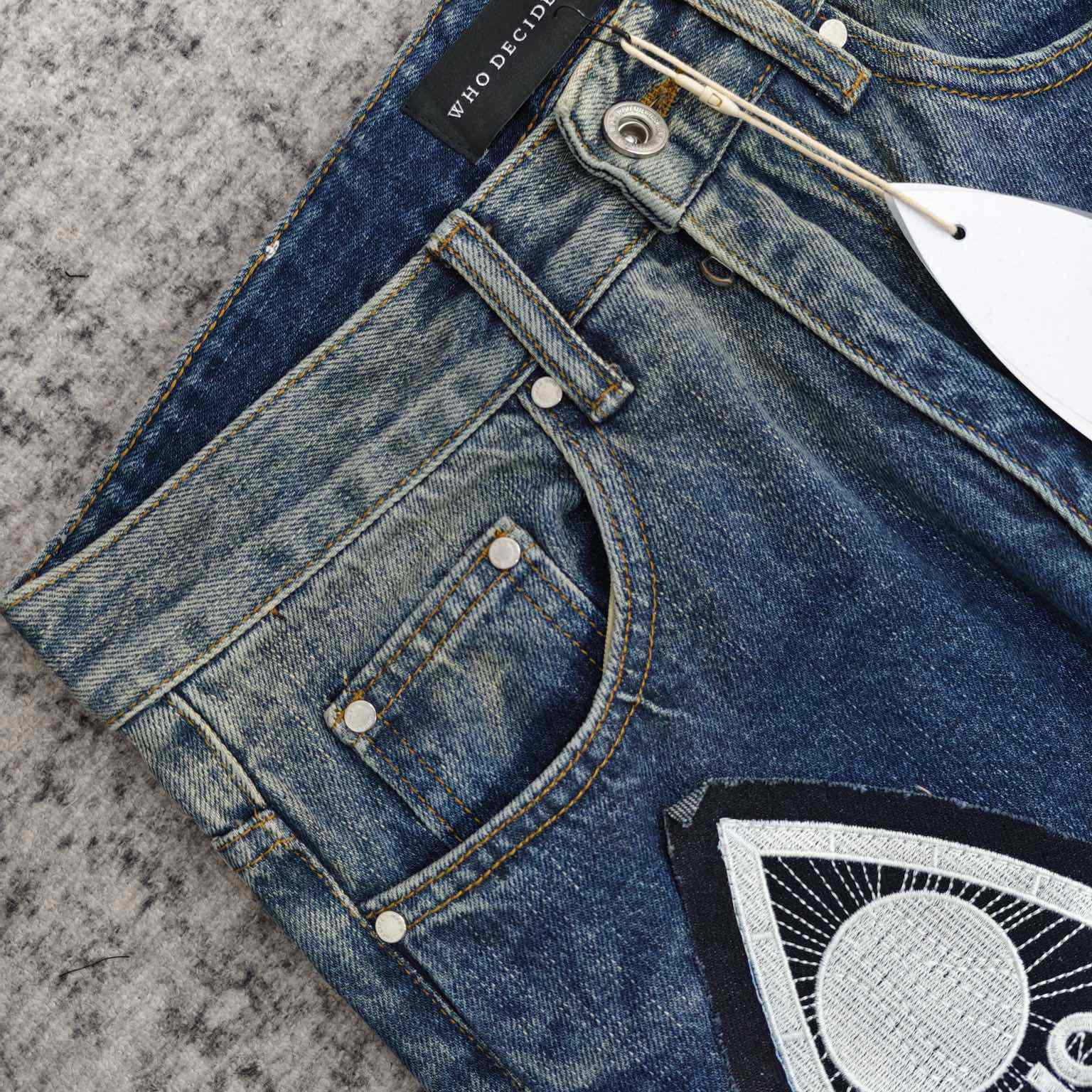 Who Decides War Motif Patched Jeans   702 - DopestKickz