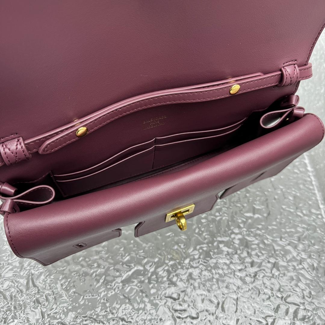 Balenciaga Bel Air Clutch On Strap Small In Dark Burgundy - DopestKickz