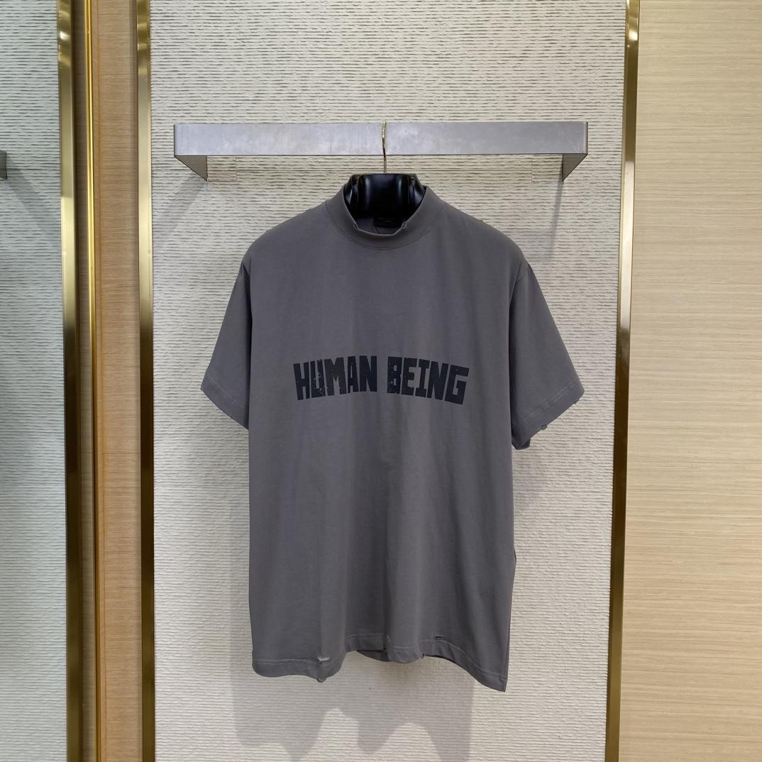 Balenciaga Human Being Shifted T-Shirt In Dark Grey - DopestKickz