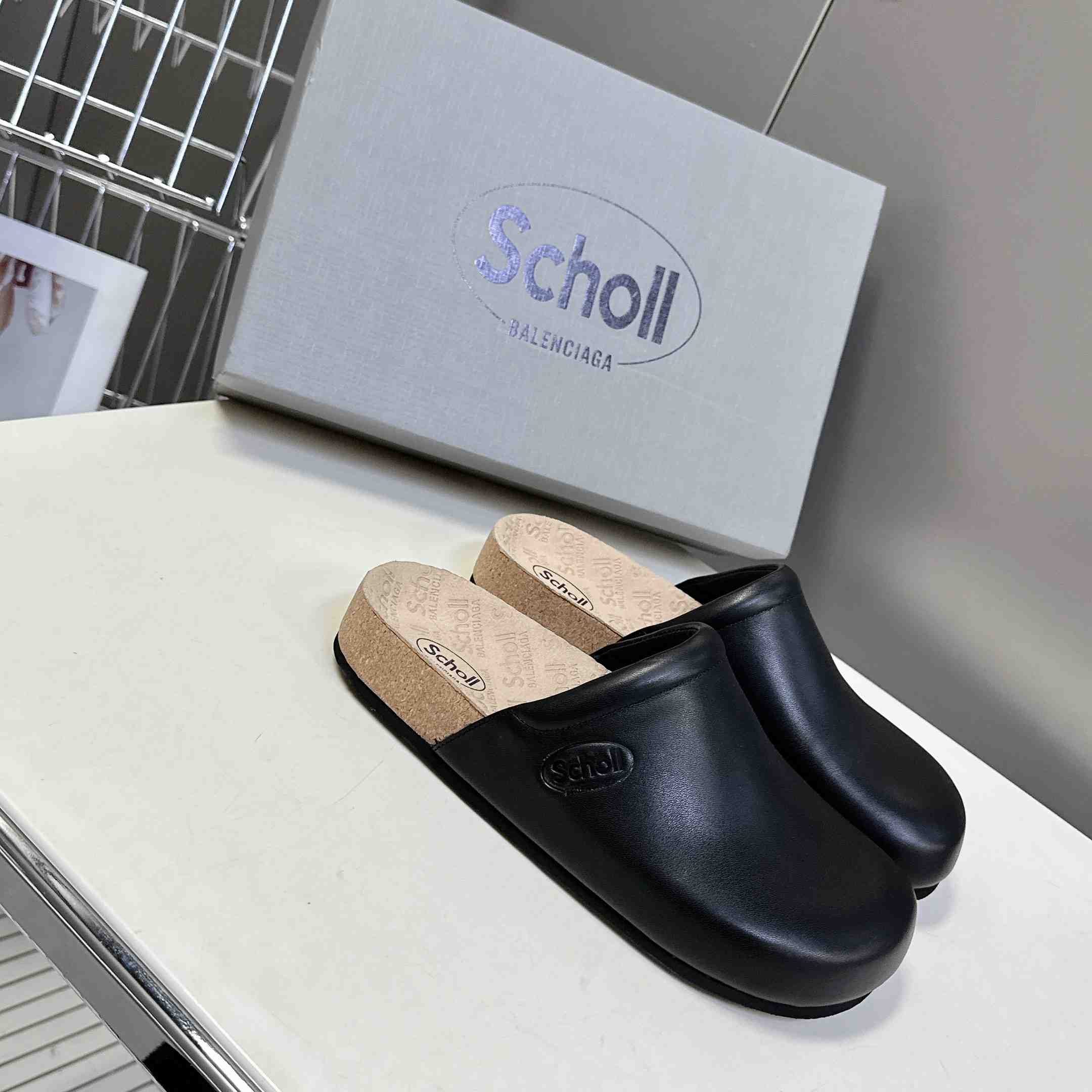 Balenciaga Scholl Flat Mule In Black - DopestKickz