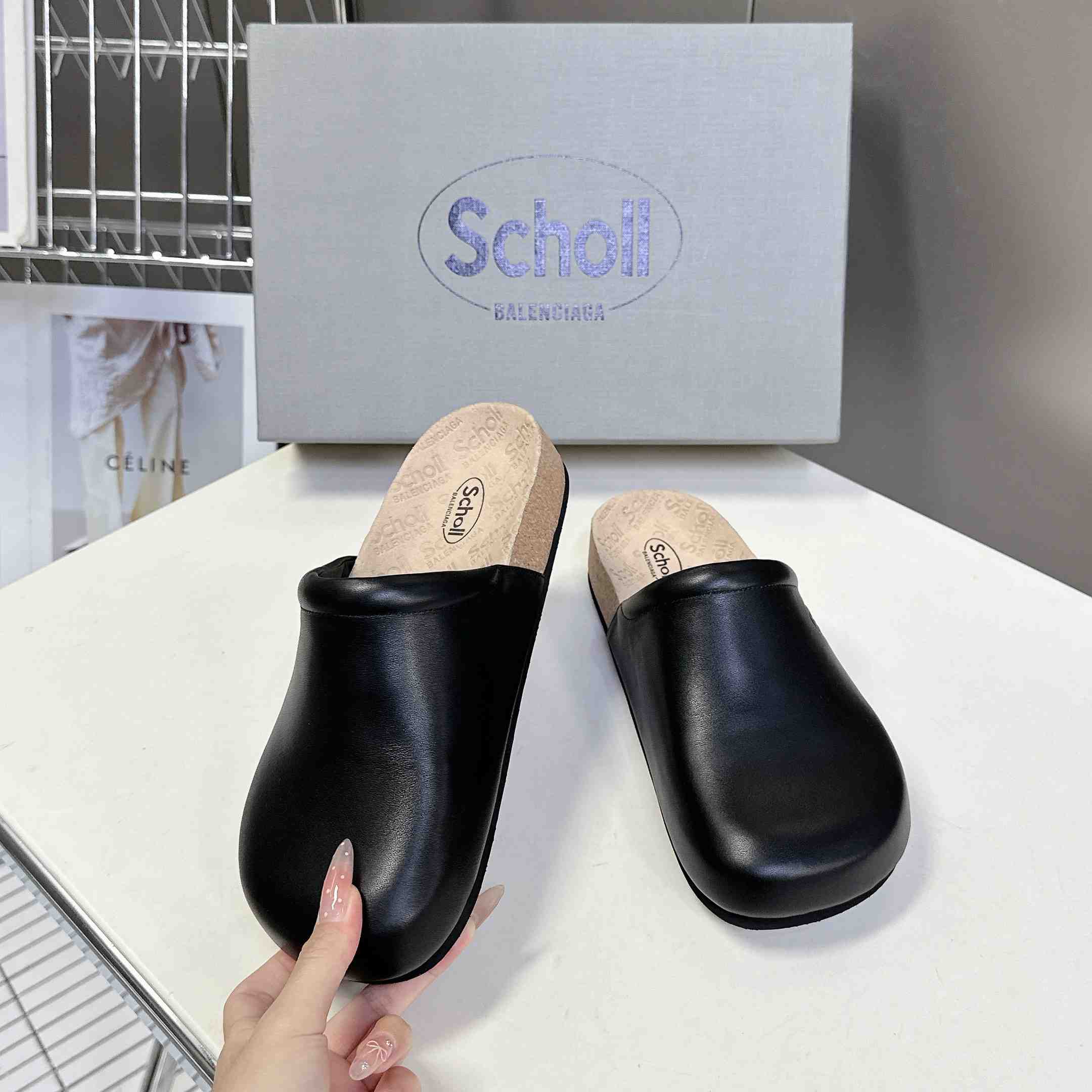 Balenciaga Scholl Flat Mule In Black - DopestKickz