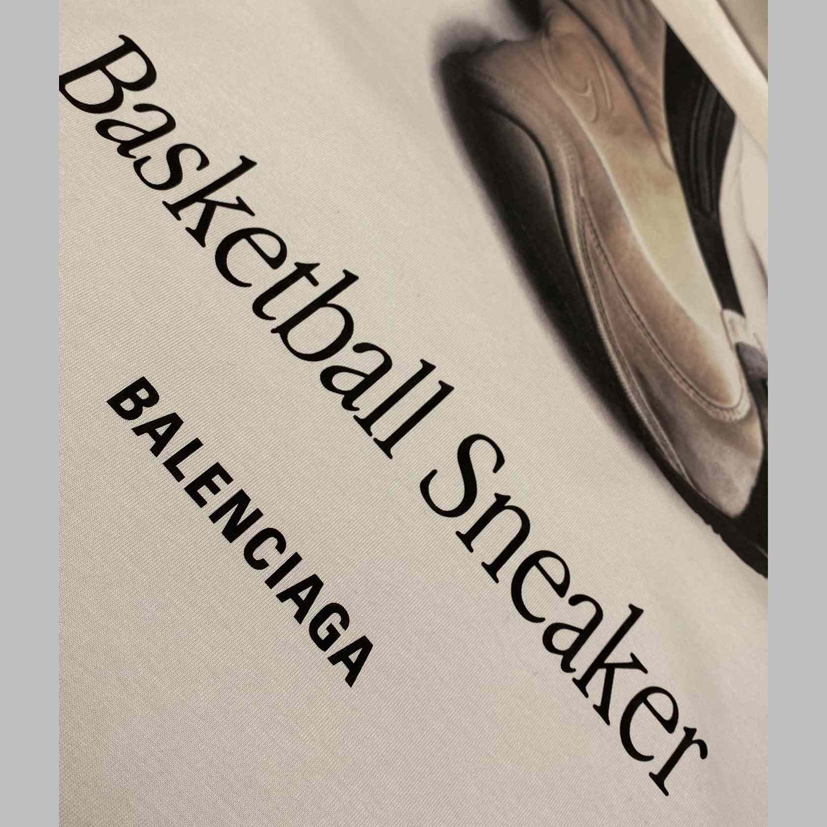 Balenciaga Basketball Sneaker T-Shirt Oversized In Dirty White - DopestKickz