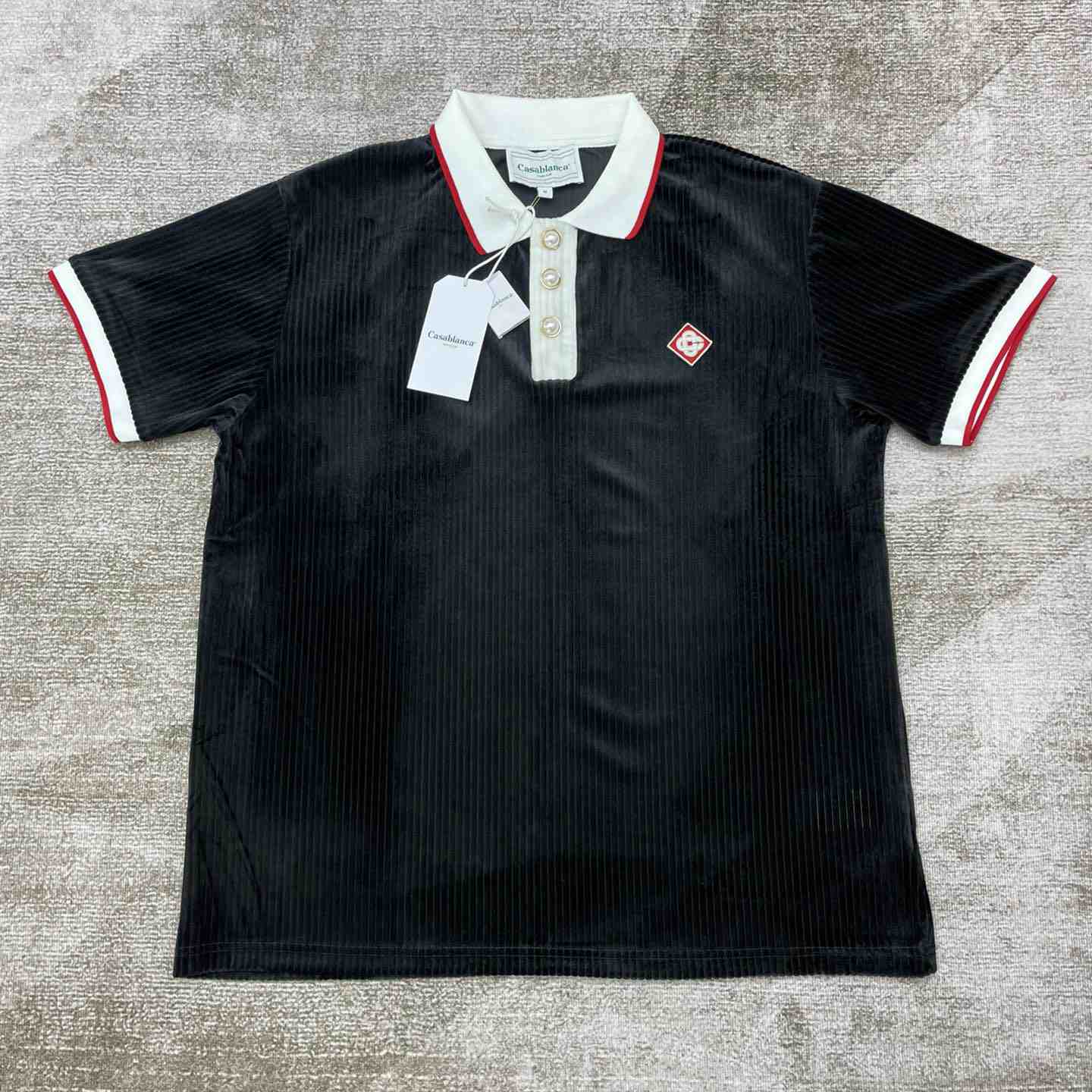Casablanca Rib Velour Polo Shirt   c878 - DopestKickz