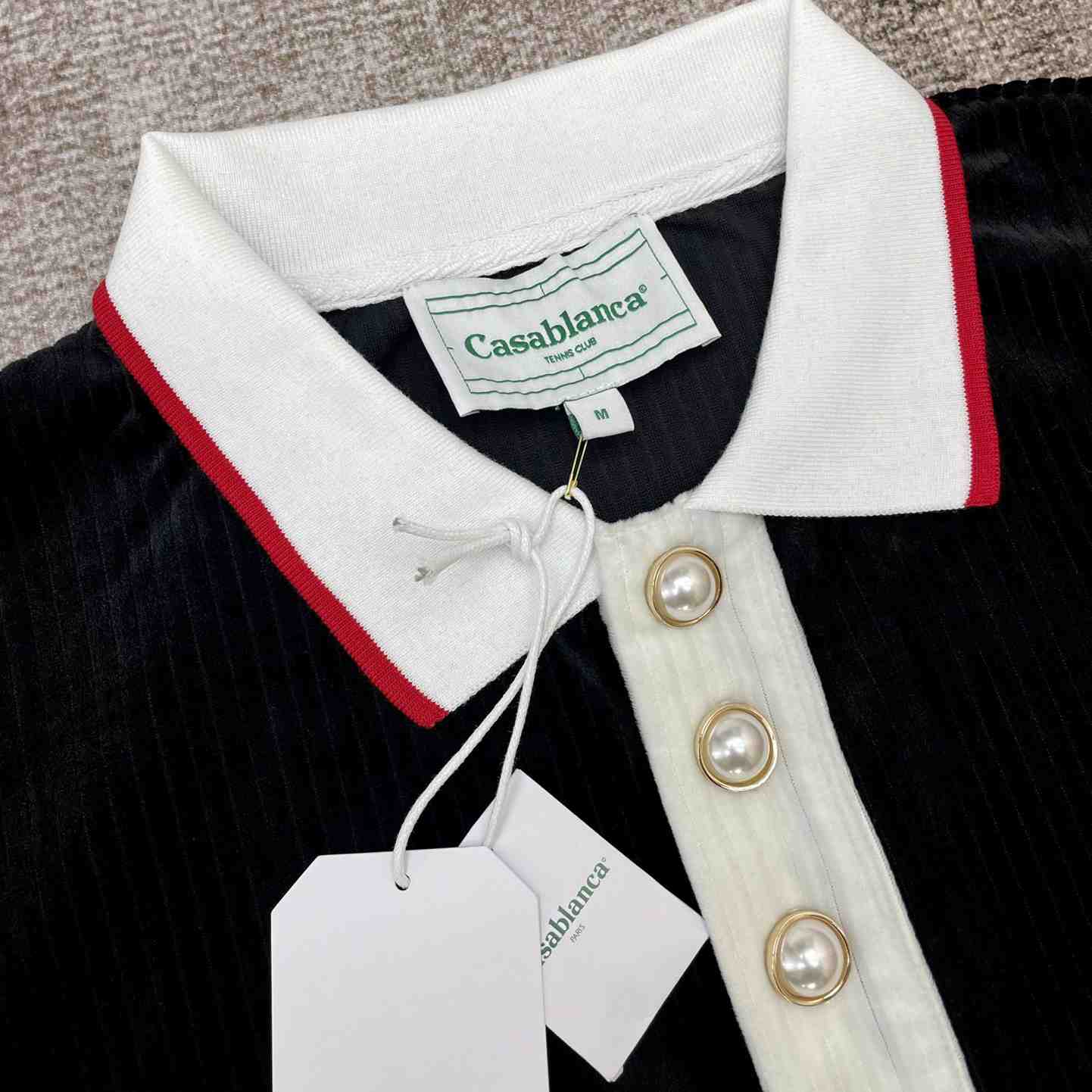 Casablanca Rib Velour Polo Shirt   c878 - DopestKickz