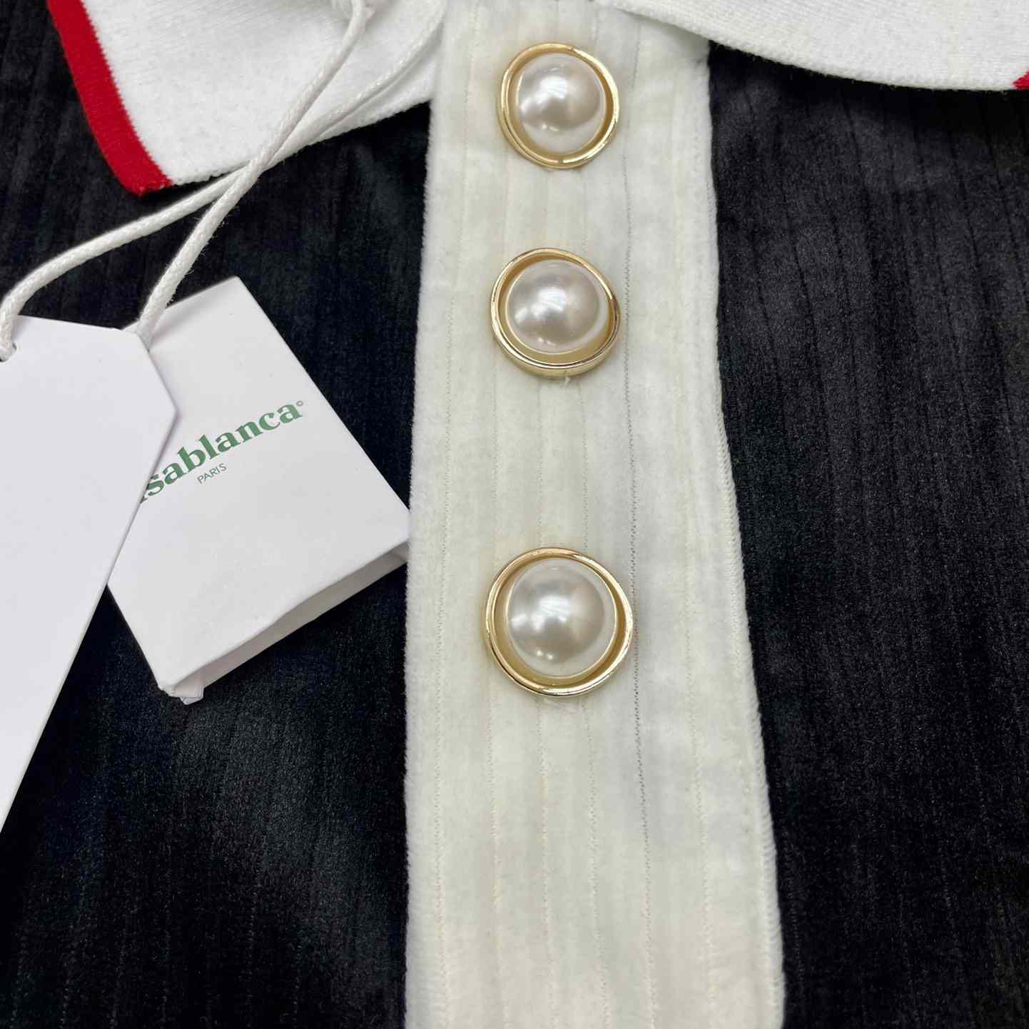 Casablanca Rib Velour Polo Shirt   c878 - DopestKickz