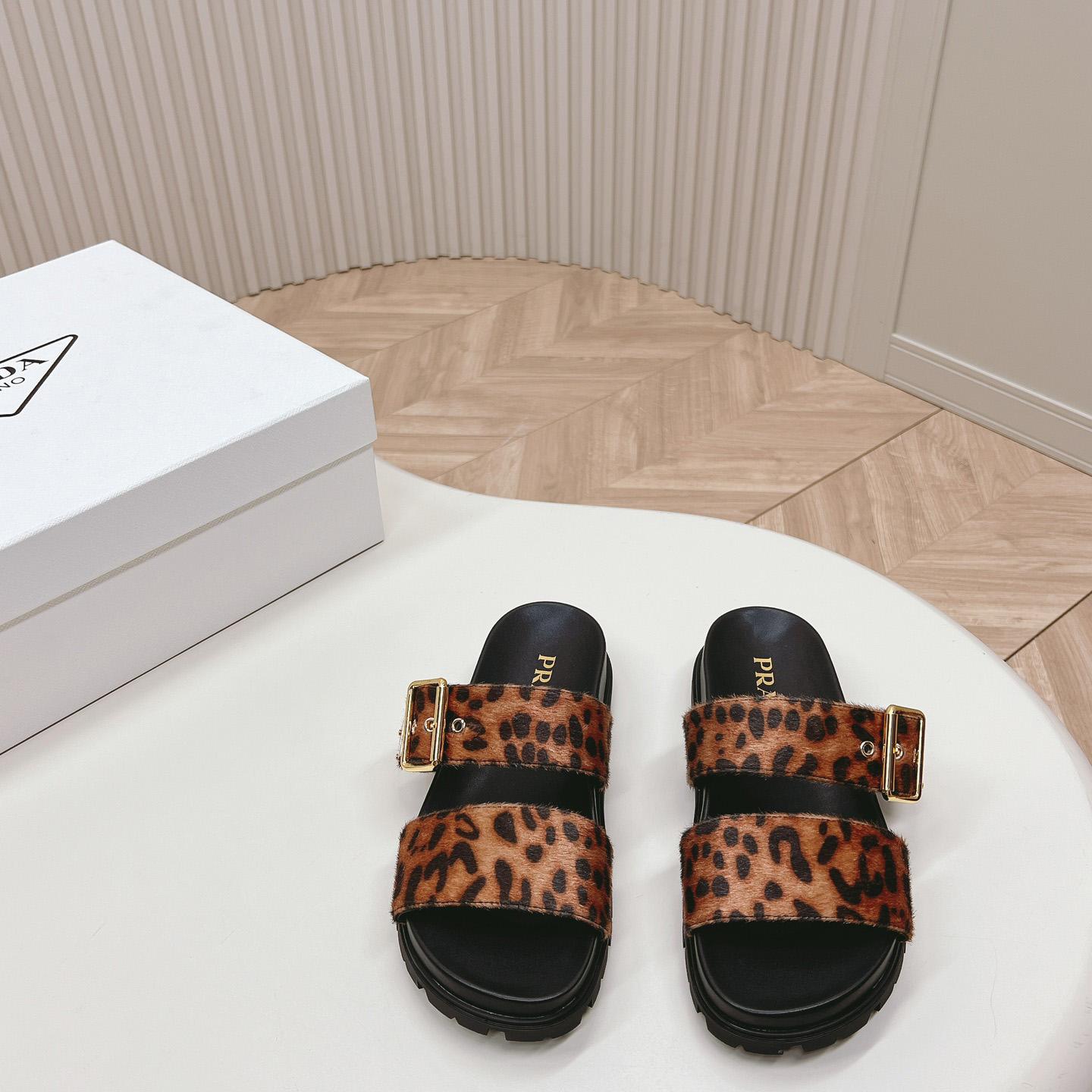 Prada Printed Leather Slides - DopestKickz