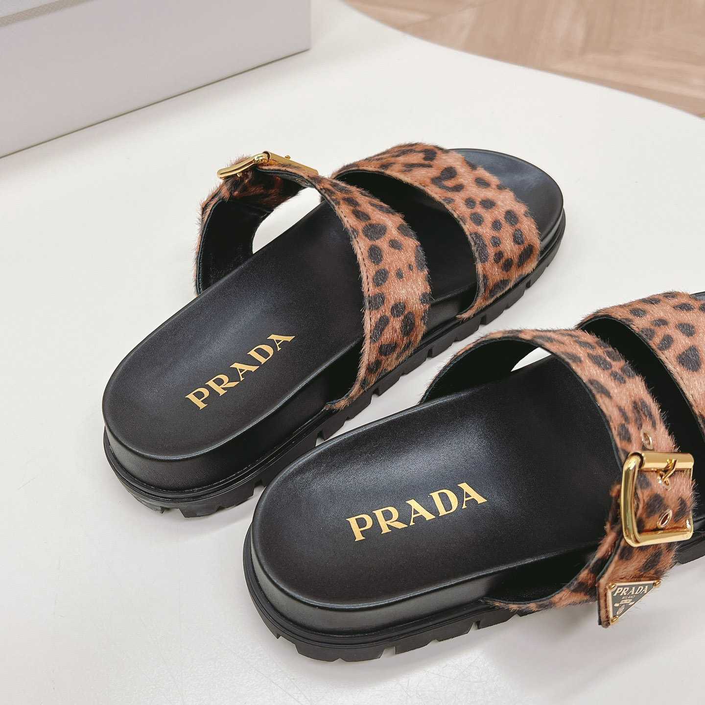 Prada Printed Leather Slides - DopestKickz