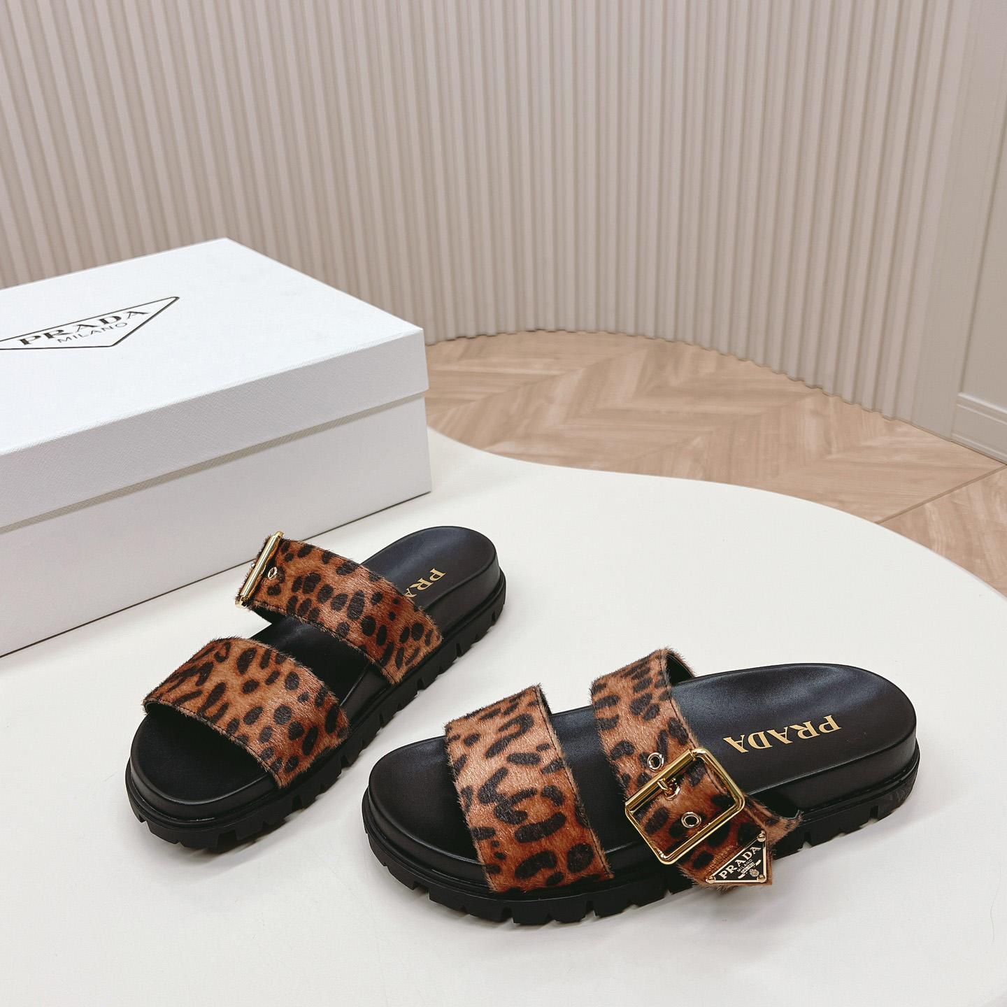 Prada Printed Leather Slides - DopestKickz