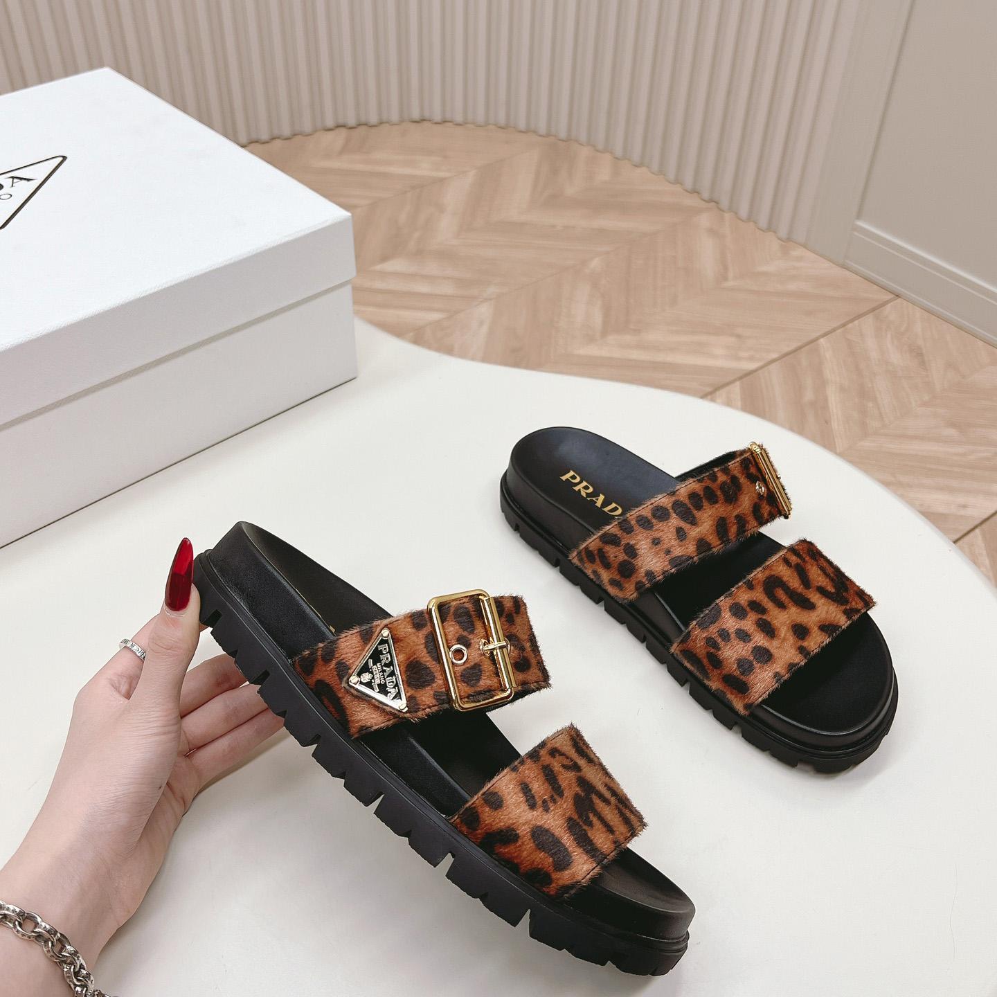 Prada Printed Leather Slides - DopestKickz