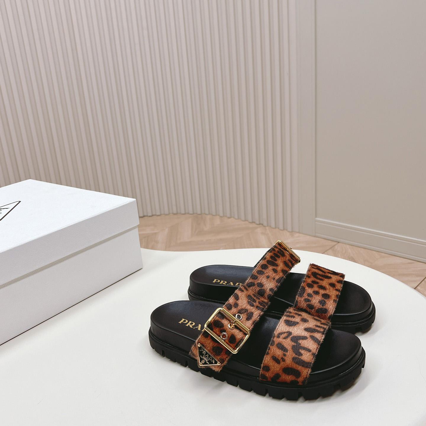 Prada Printed Leather Slides - DopestKickz