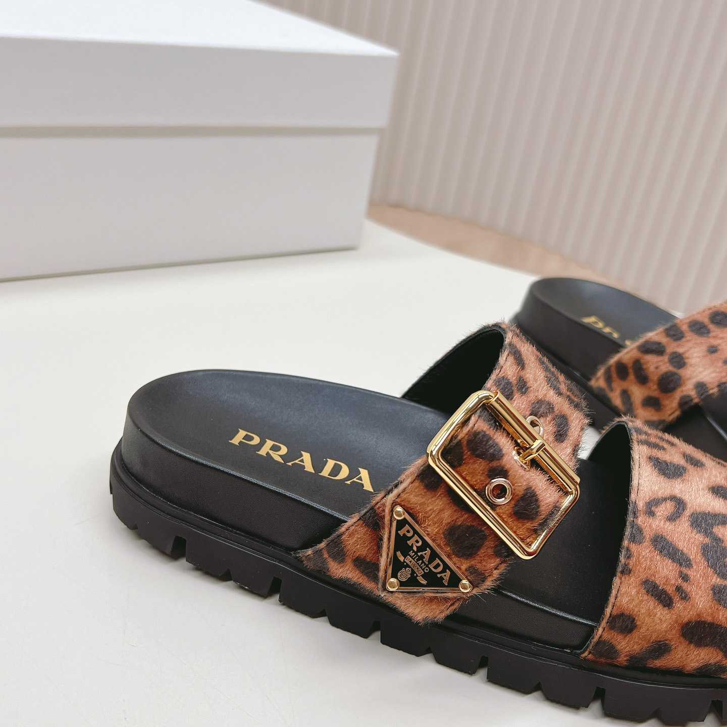 Prada Printed Leather Slides - DopestKickz