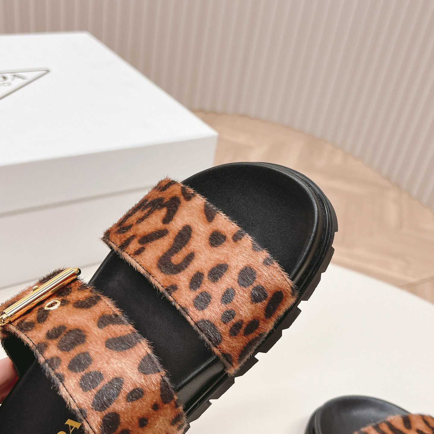 Prada Printed Leather Slides - DopestKickz