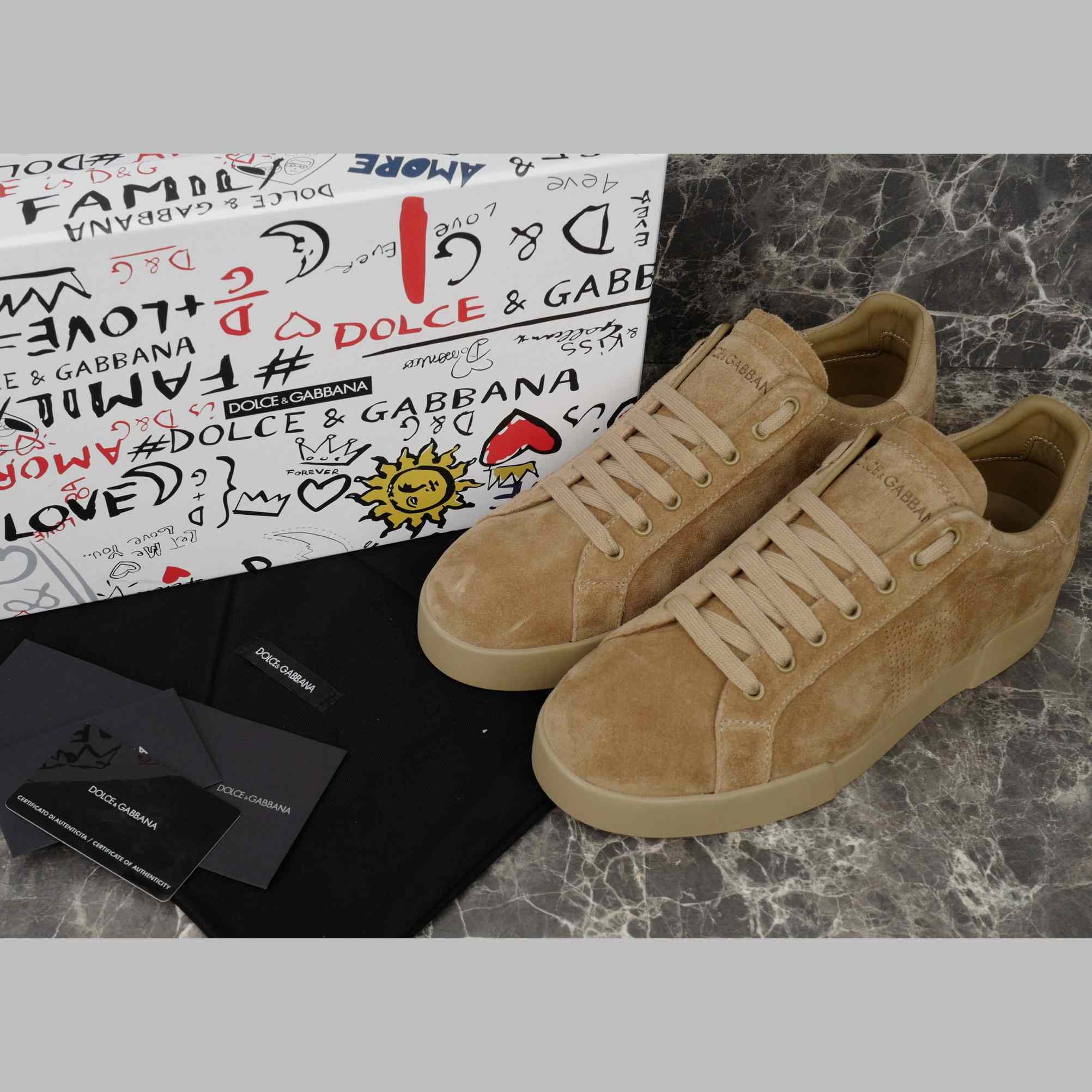 Dolce & Gabbana Calfskin Strobel Portofino Light Sneakers - DopestKickz