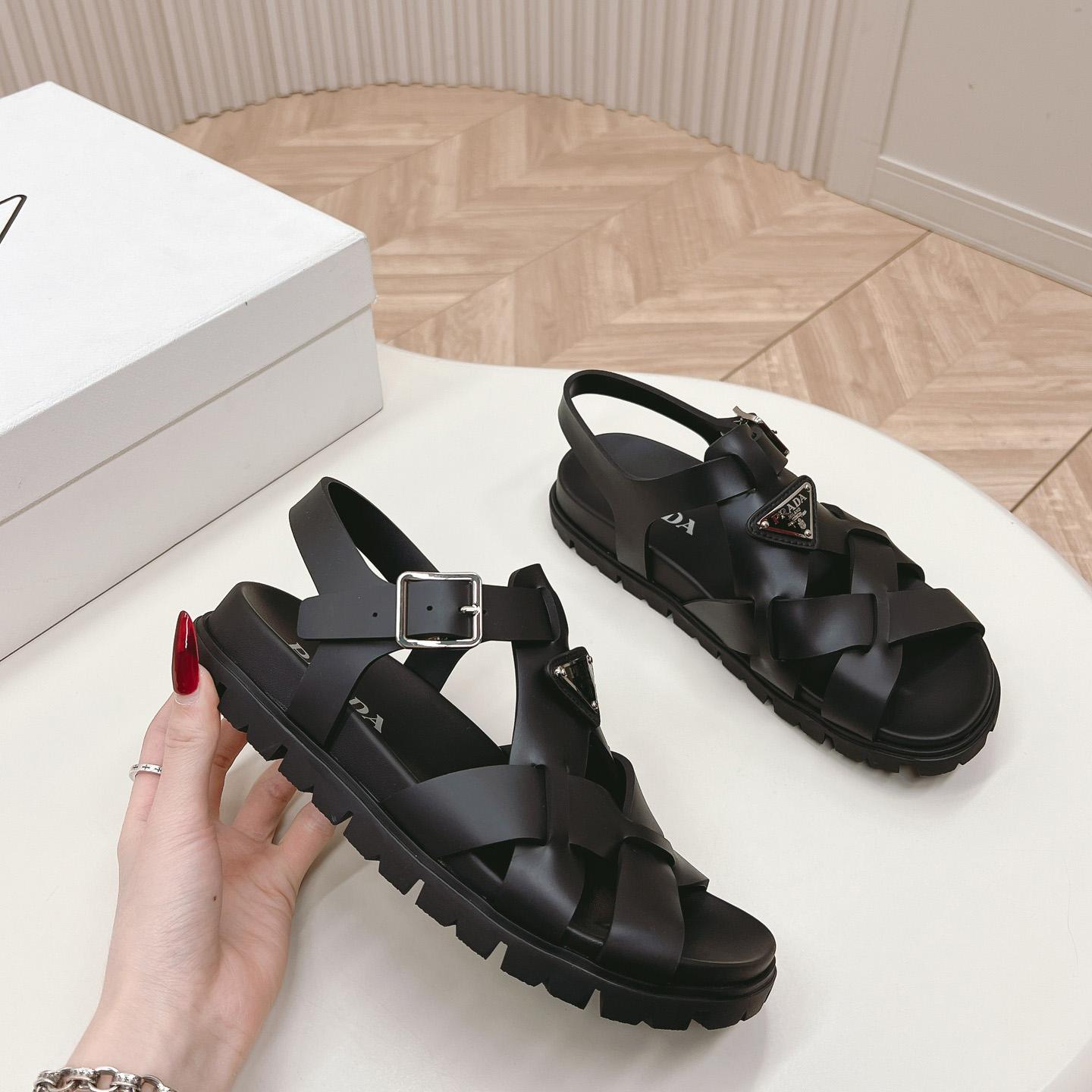 Prada Crisscross Rubber Sandals - DopestKickz