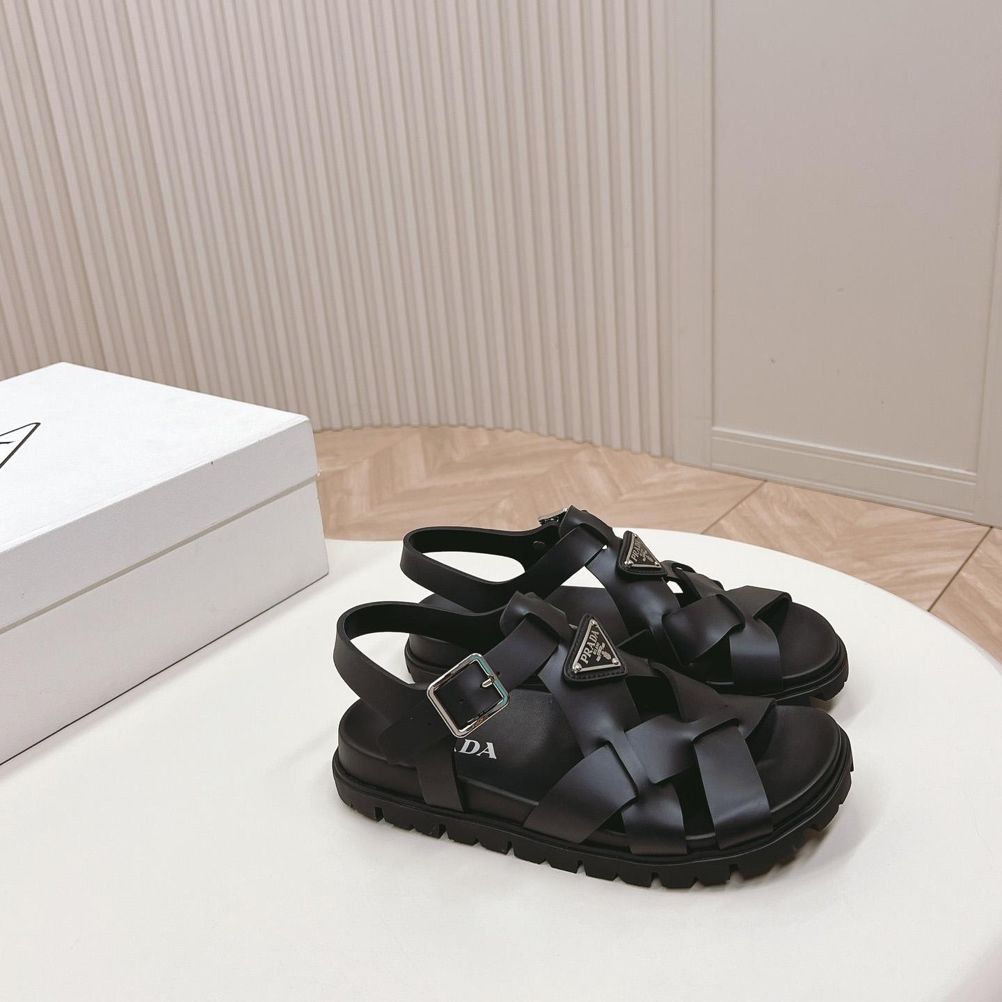 Prada Crisscross Rubber Sandals - DopestKickz