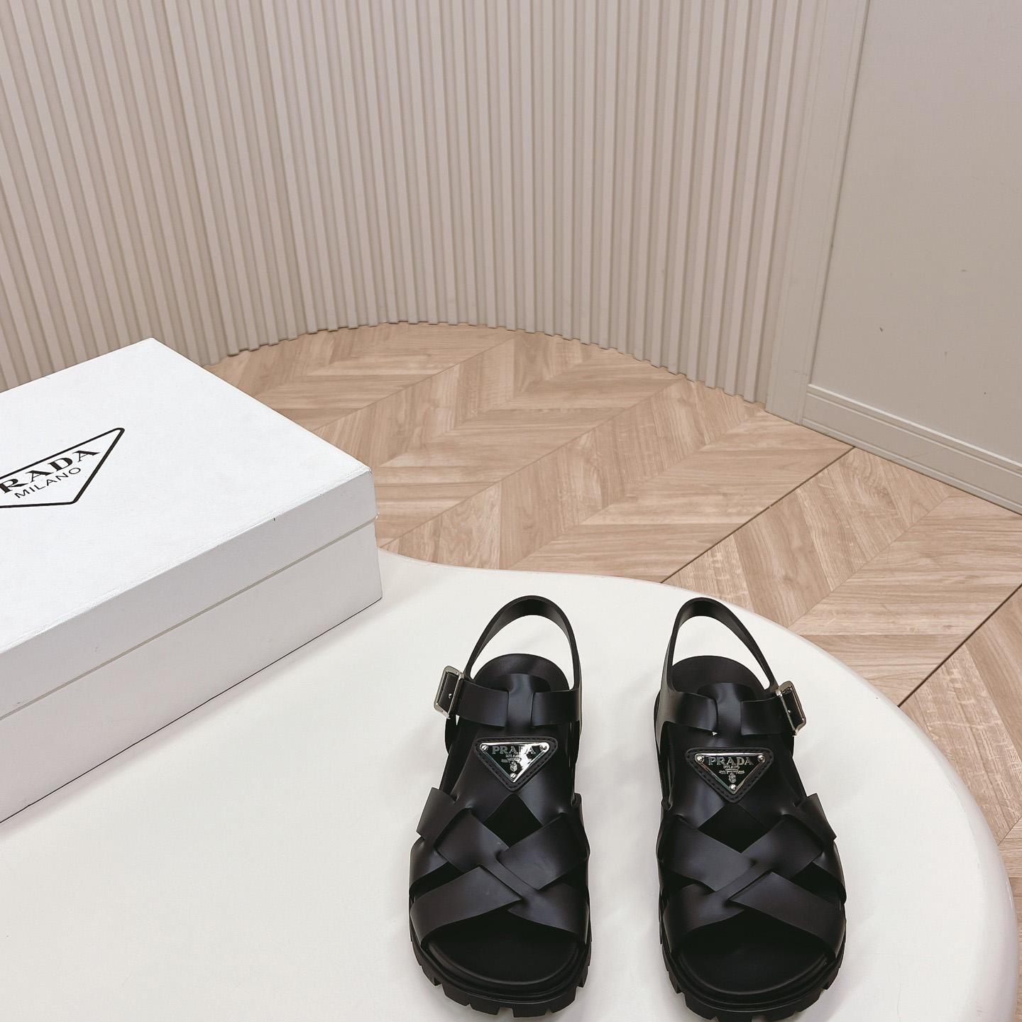 Prada Crisscross Rubber Sandals - DopestKickz