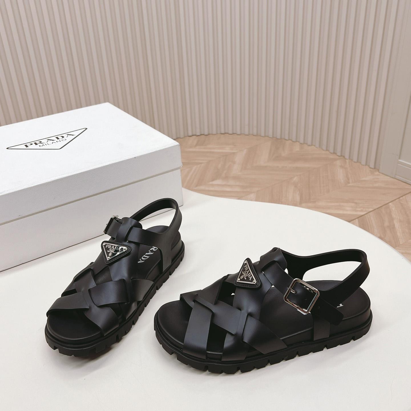 Prada Crisscross Rubber Sandals - DopestKickz