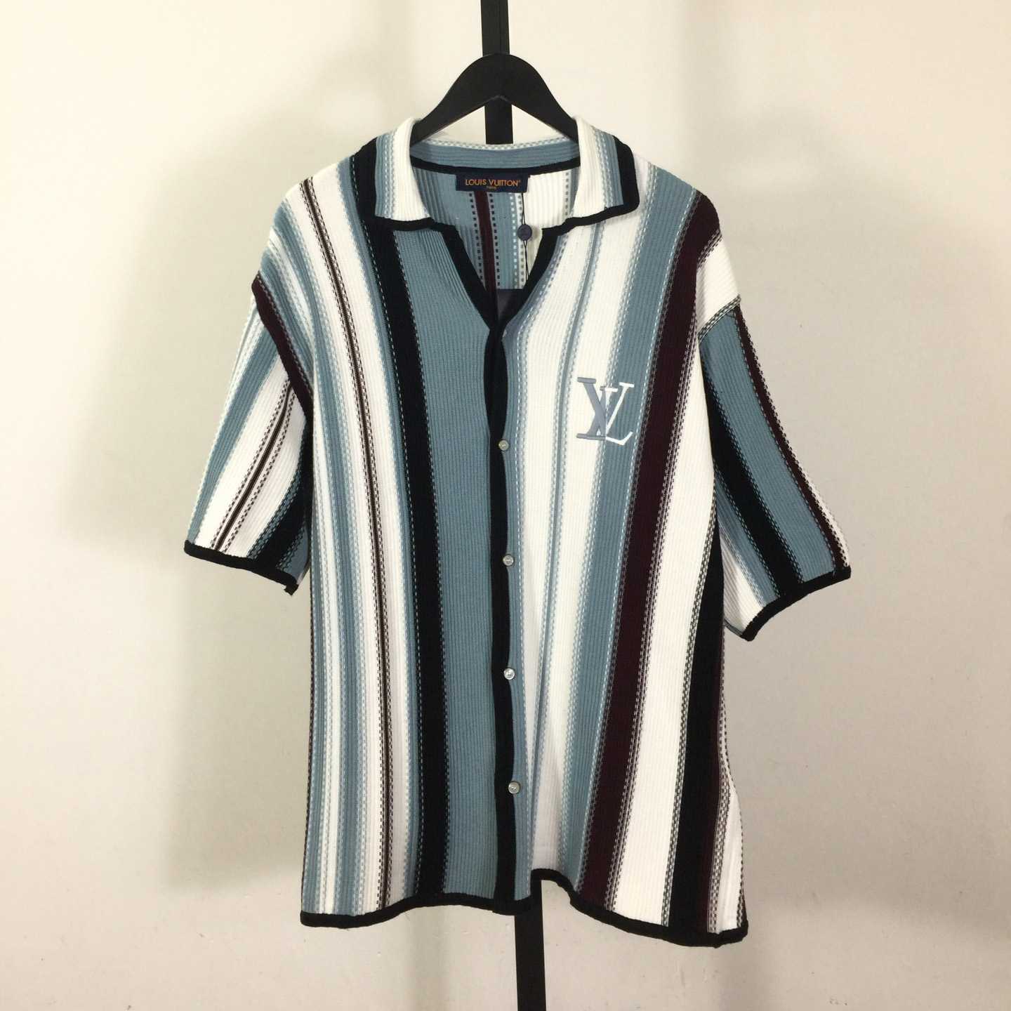 Louis Vuitton Striped Crochet Short-Sleeved Shirt 1AHVOO - DopestKickz