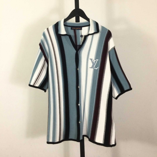 Louis Vuitton Striped Crochet Short-Sleeved Shirt   1AHVOO - DopestKickz