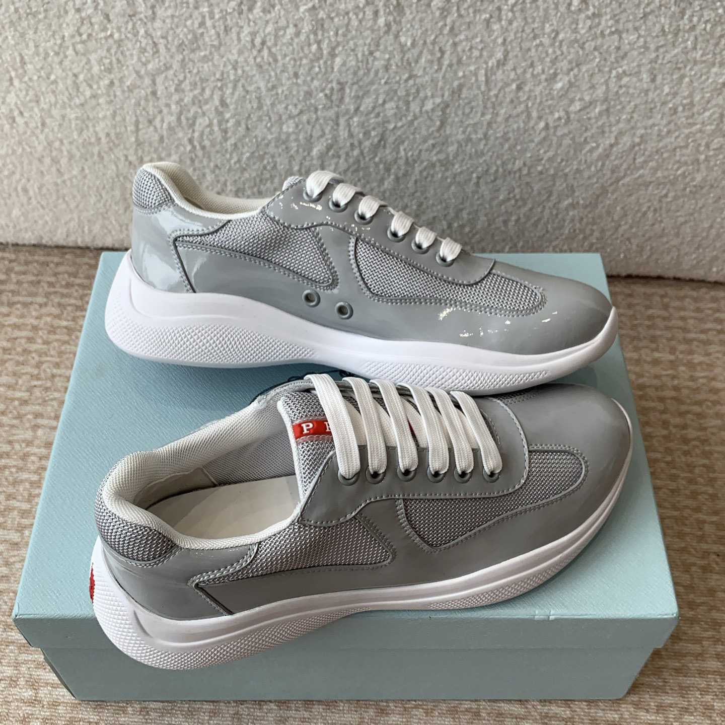 Patent Leather And Technical Fabric Prada America's Cup Sneakers - DopestKickz