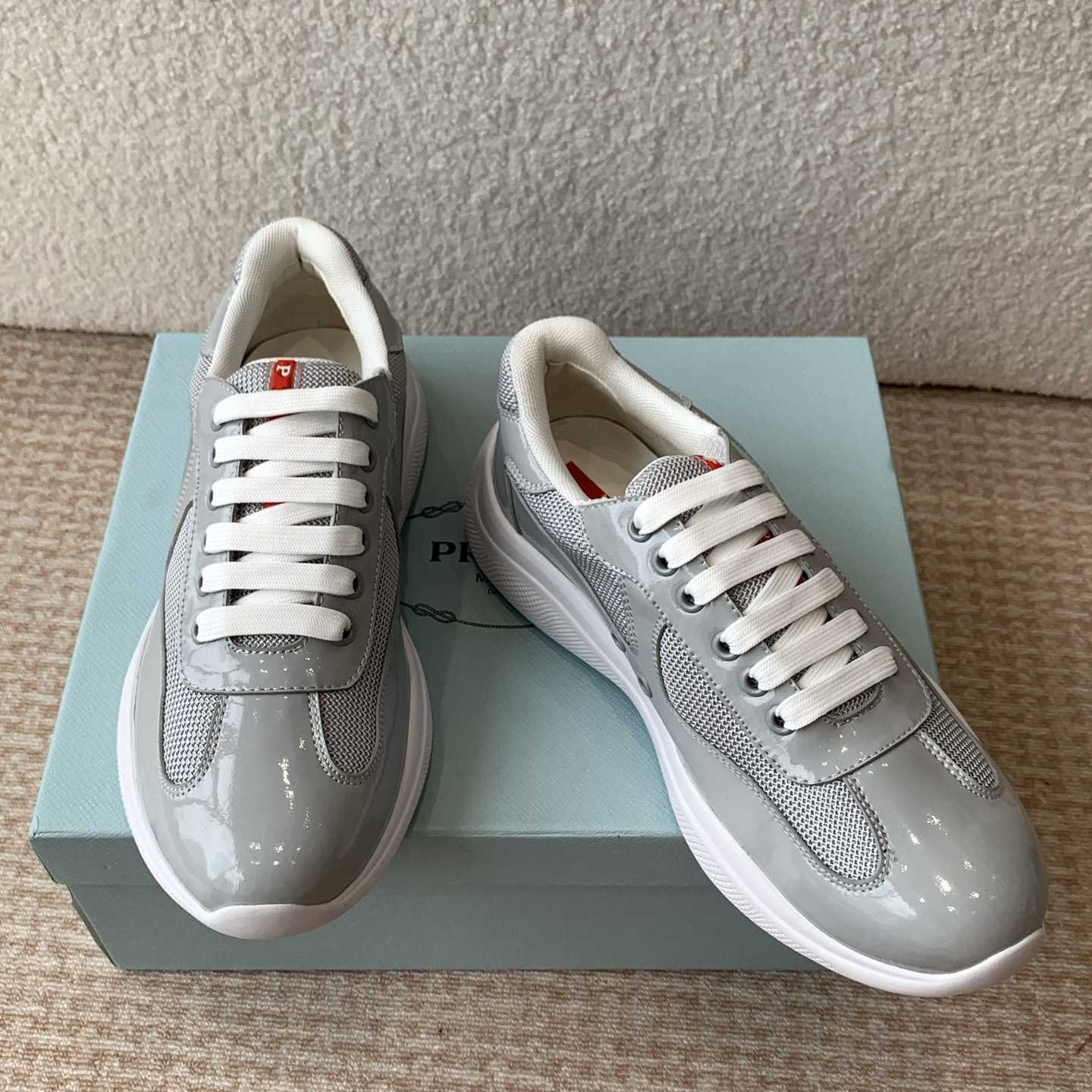 Patent Leather And Technical Fabric Prada America's Cup Sneakers - DopestKickz