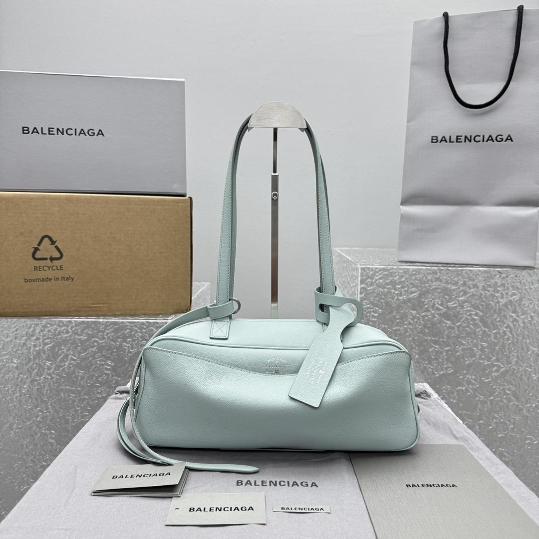 Balenciaga Carrie Bowling Bag Small In Mineral Green - DopestKickz