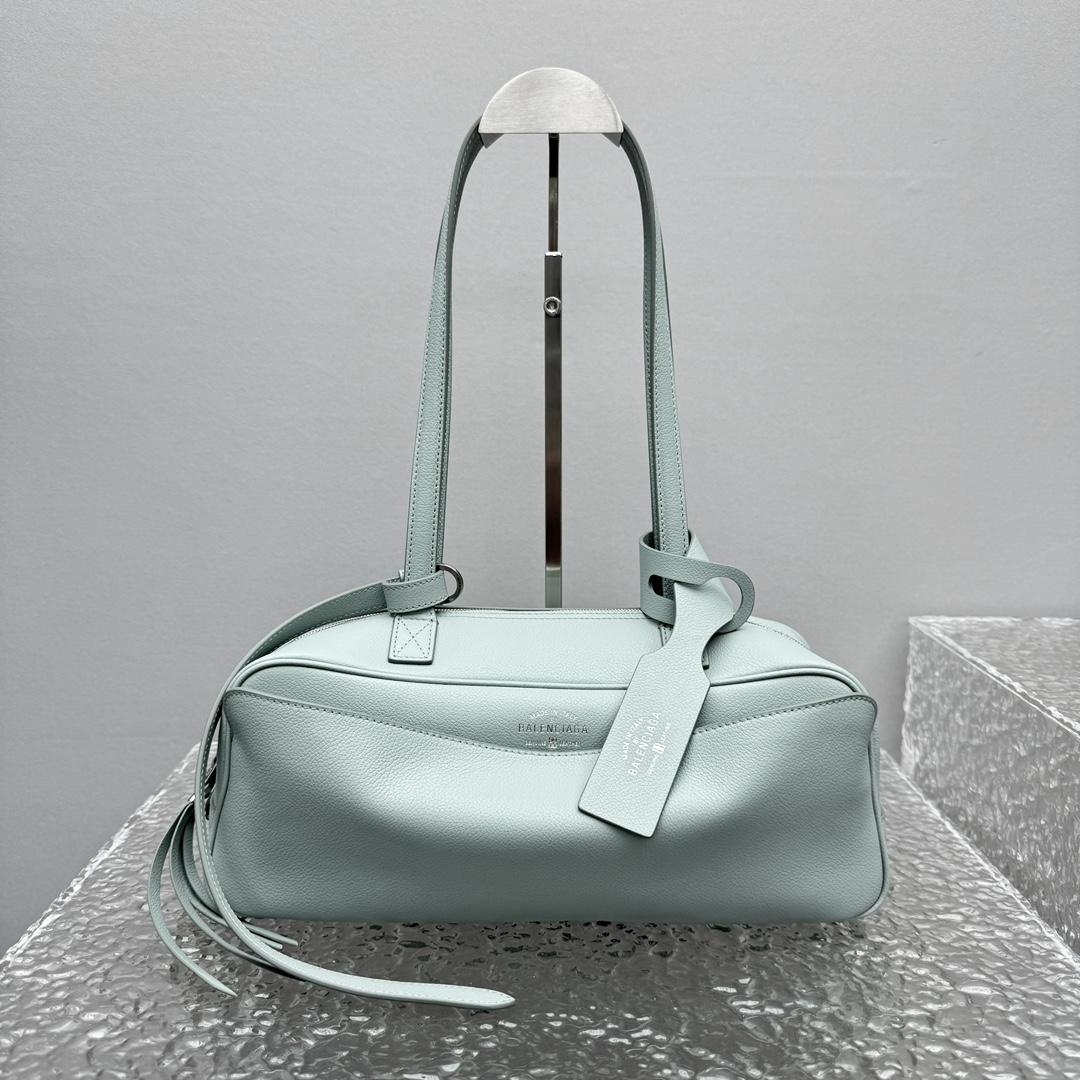 Balenciaga Carrie Bowling Bag Small In Mineral Green - DopestKickz