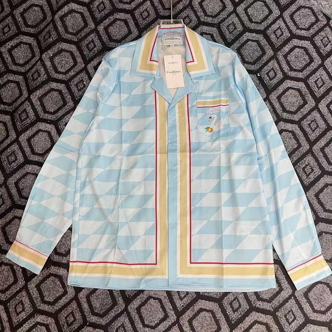 Casablanca Damiers Et Cygne Bleu Silk Twill Shirt - DopestKickz