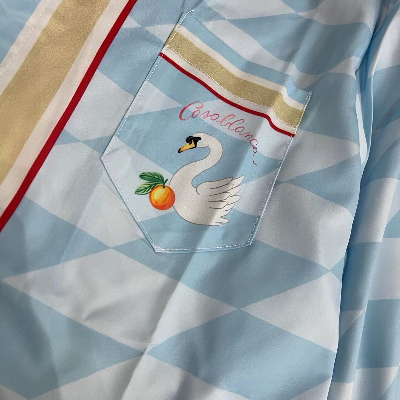 Casablanca Damiers Et Cygne Bleu Silk Twill Shirt - DopestKickz