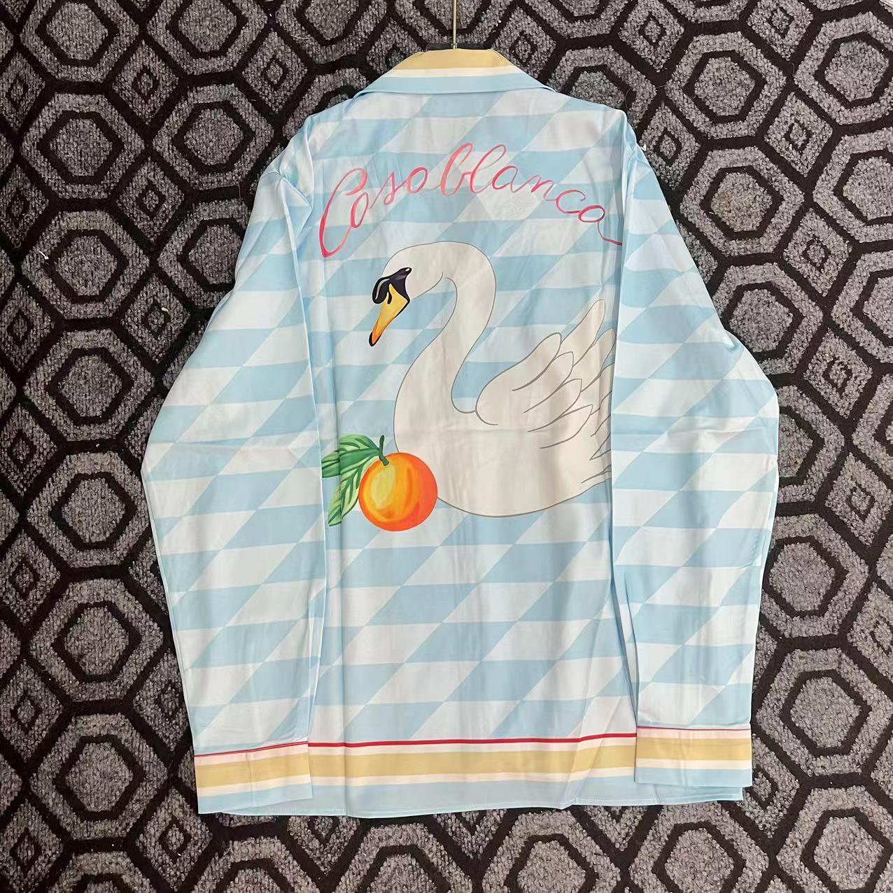 Casablanca Damiers Et Cygne Bleu Silk Twill Shirt - DopestKickz