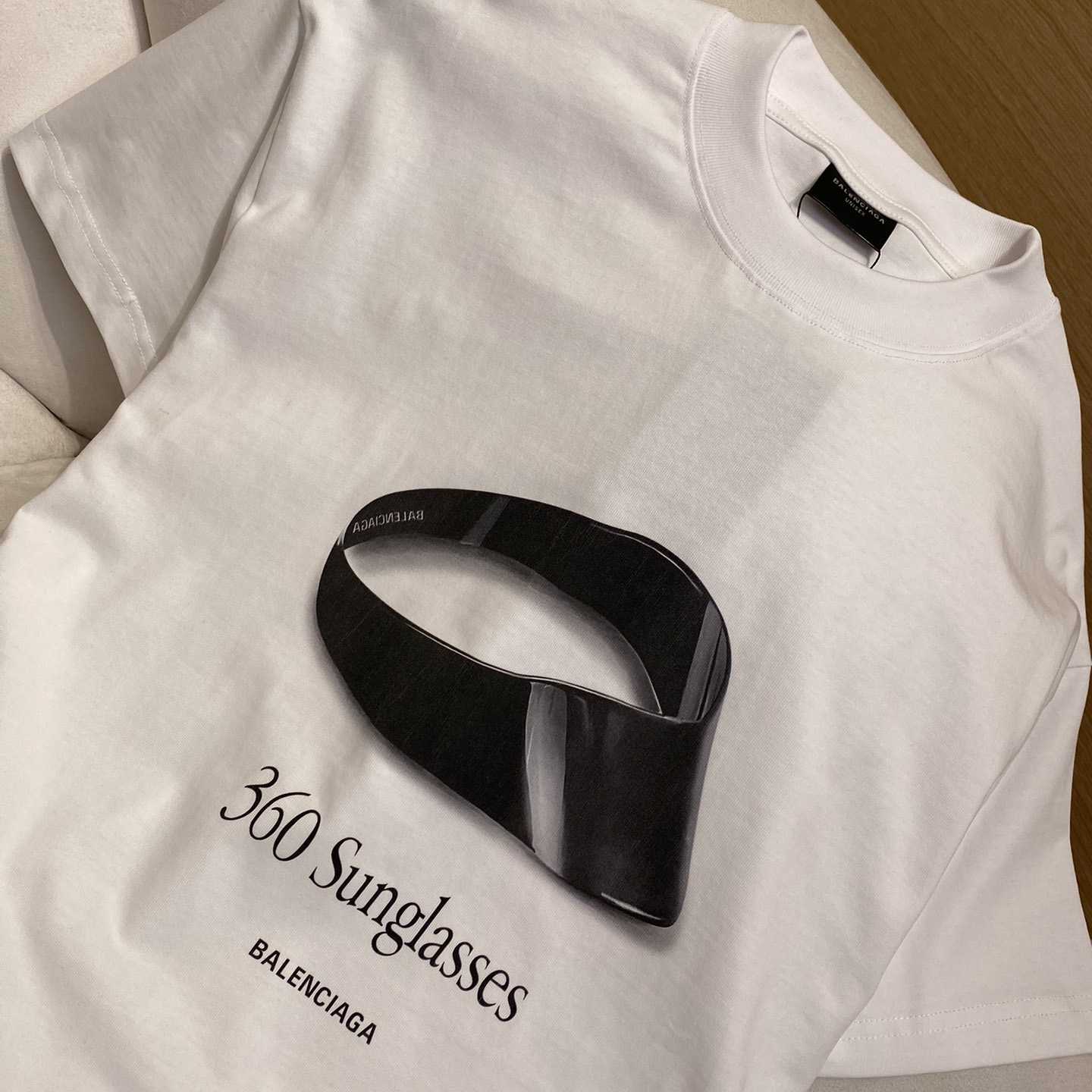Balenciaga 360 Sunglasses T-Shirt Medium Fit In Dirty White - DopestKickz