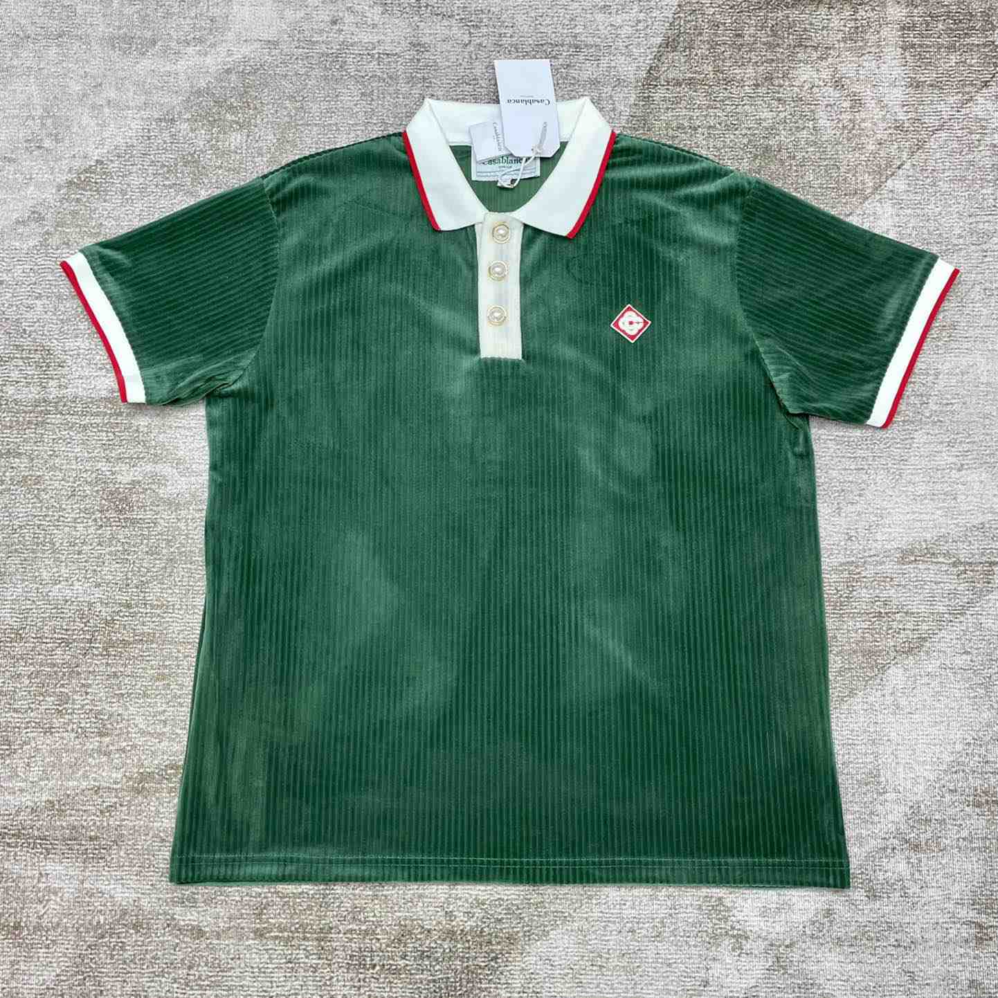 Casablanca Rib Velour Polo Shirt   c877 - DopestKickz