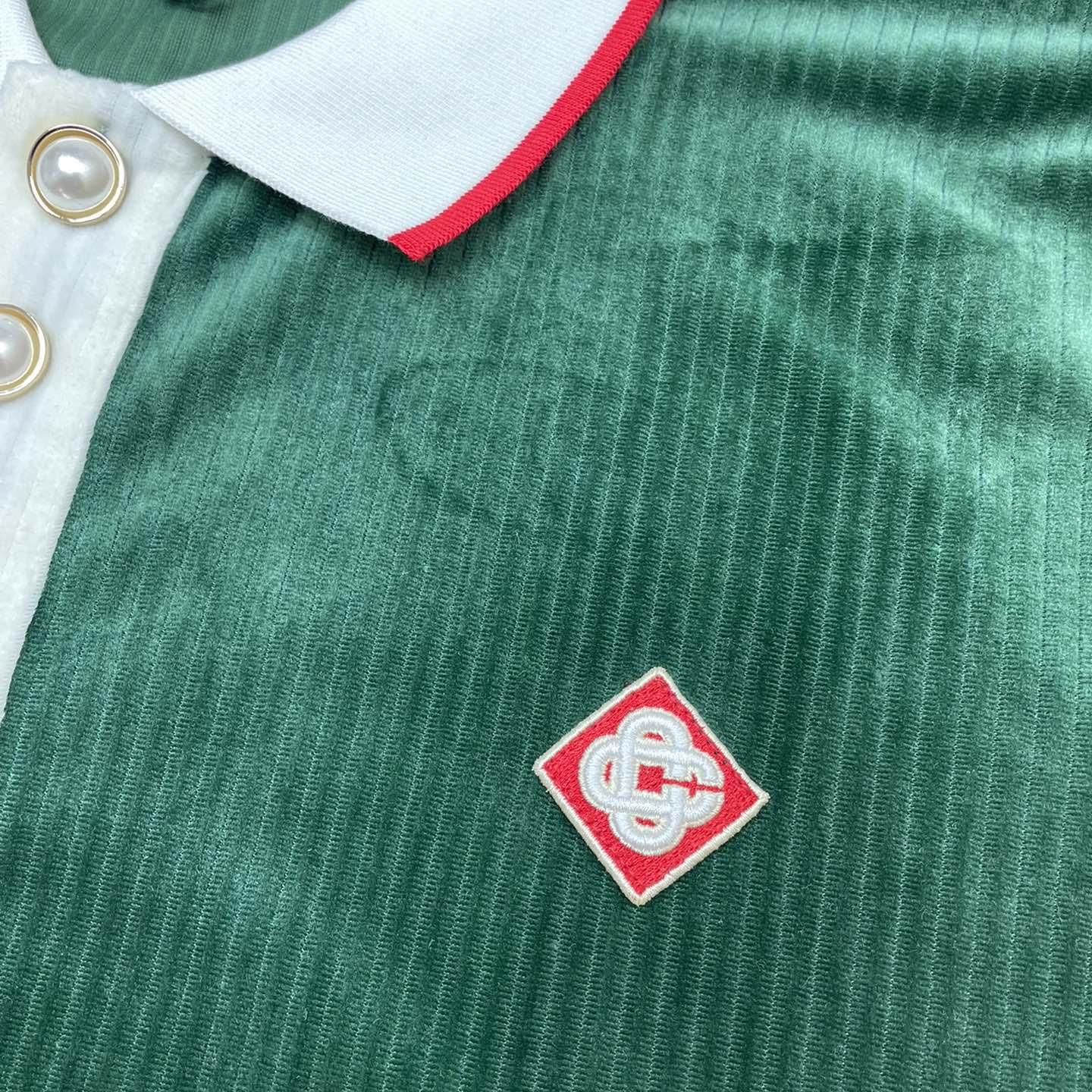 Casablanca Rib Velour Polo Shirt   c877 - DopestKickz