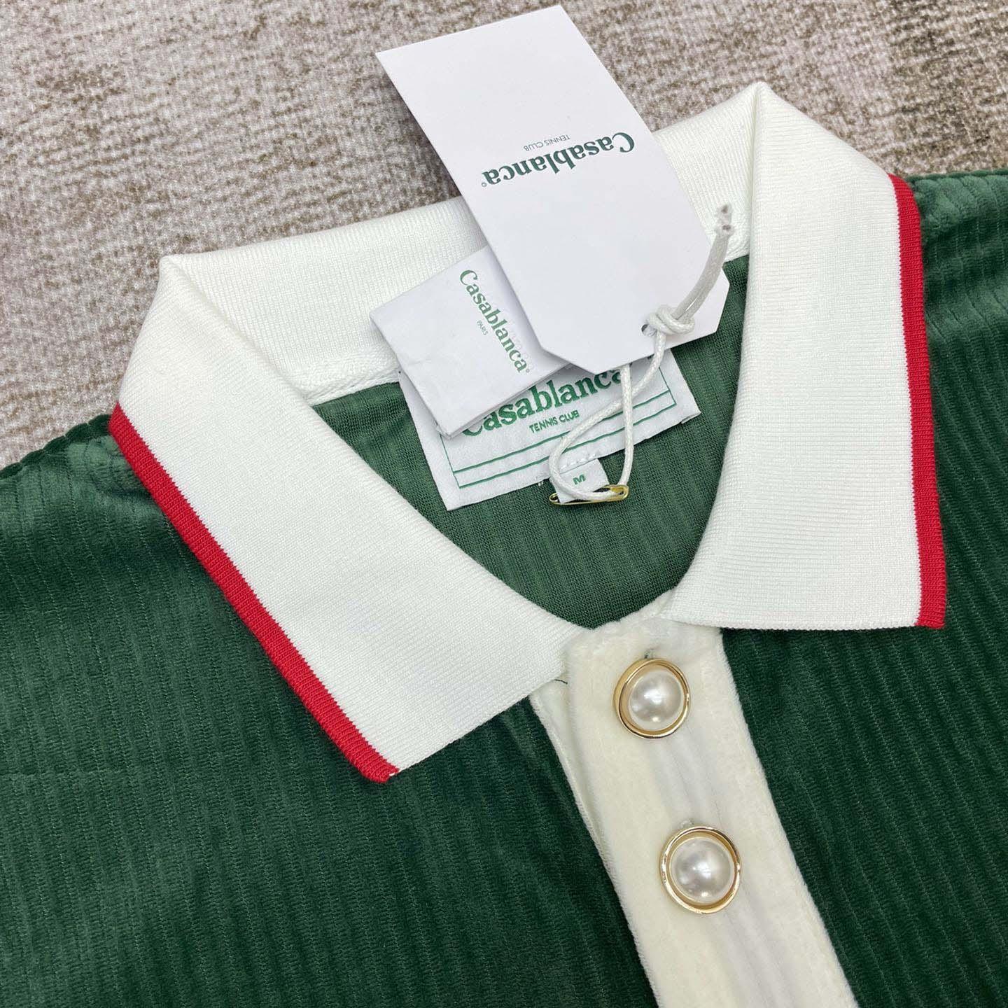 Casablanca Rib Velour Polo Shirt   c877 - DopestKickz