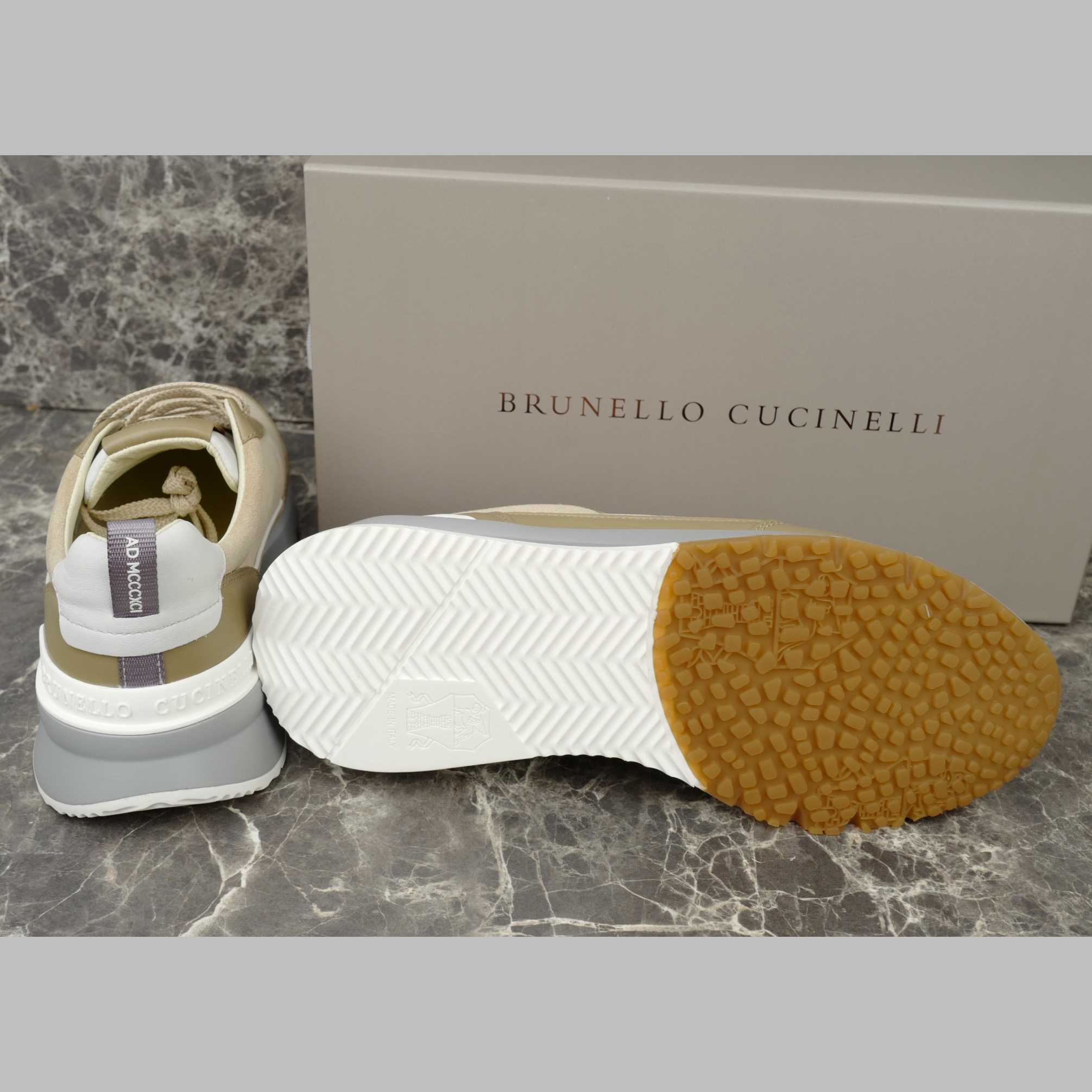 Brunello Cucinelli Washed Suede And Semi-polished Calfskin Runners  - DopestKickz