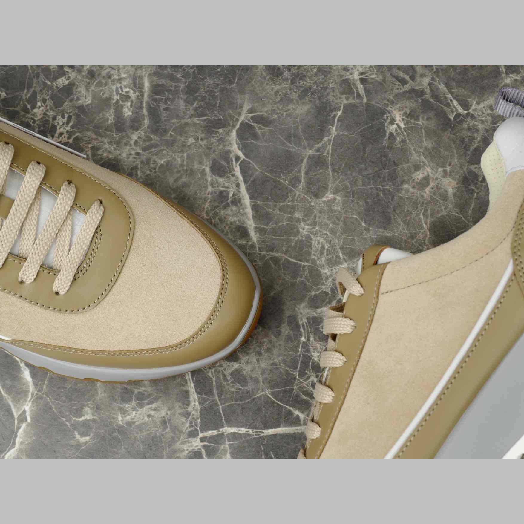 Brunello Cucinelli Washed Suede And Semi-polished Calfskin Runners  - DopestKickz