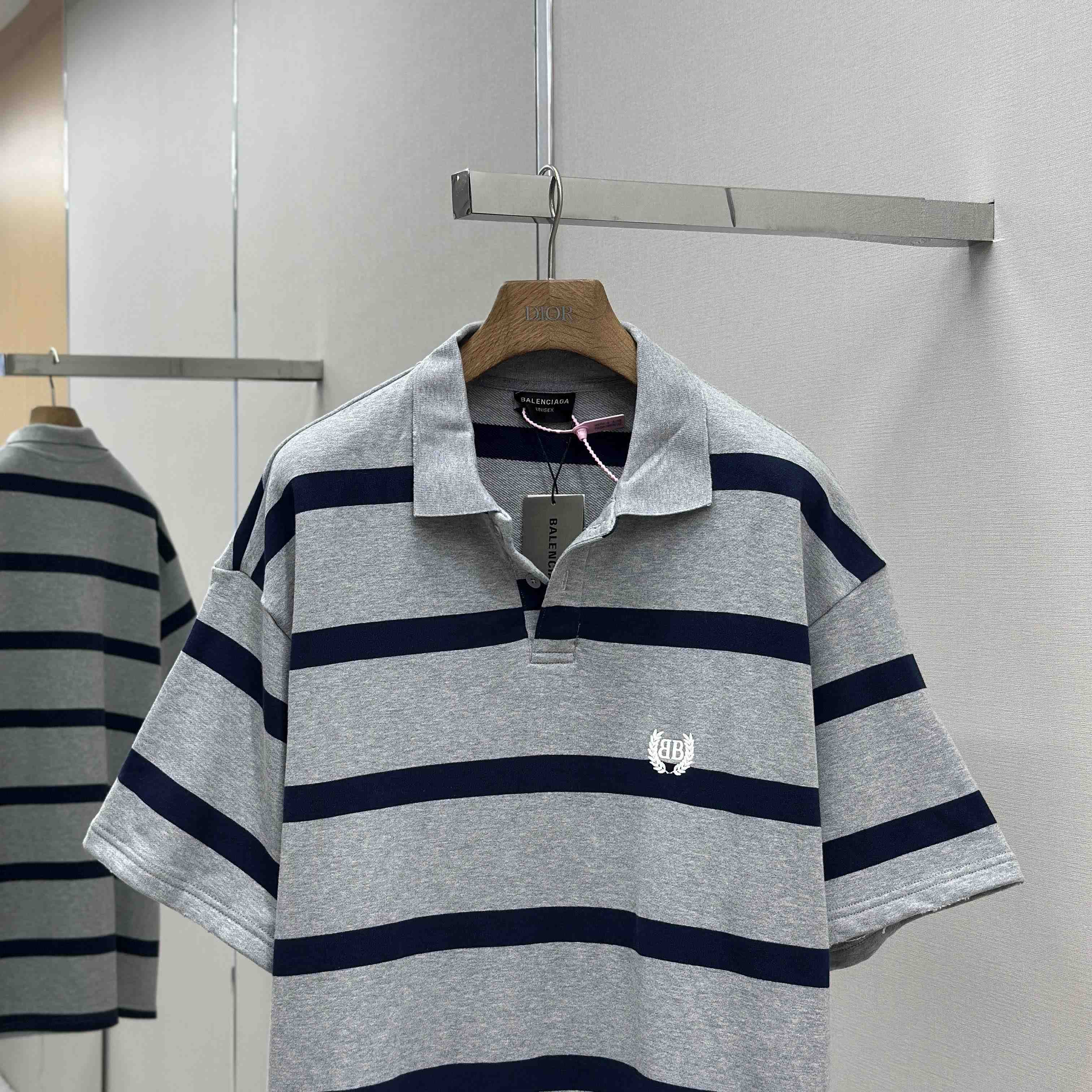 Balenciaga Laurel Classic Oversized Polo In Heavy Grey - DopestKickz