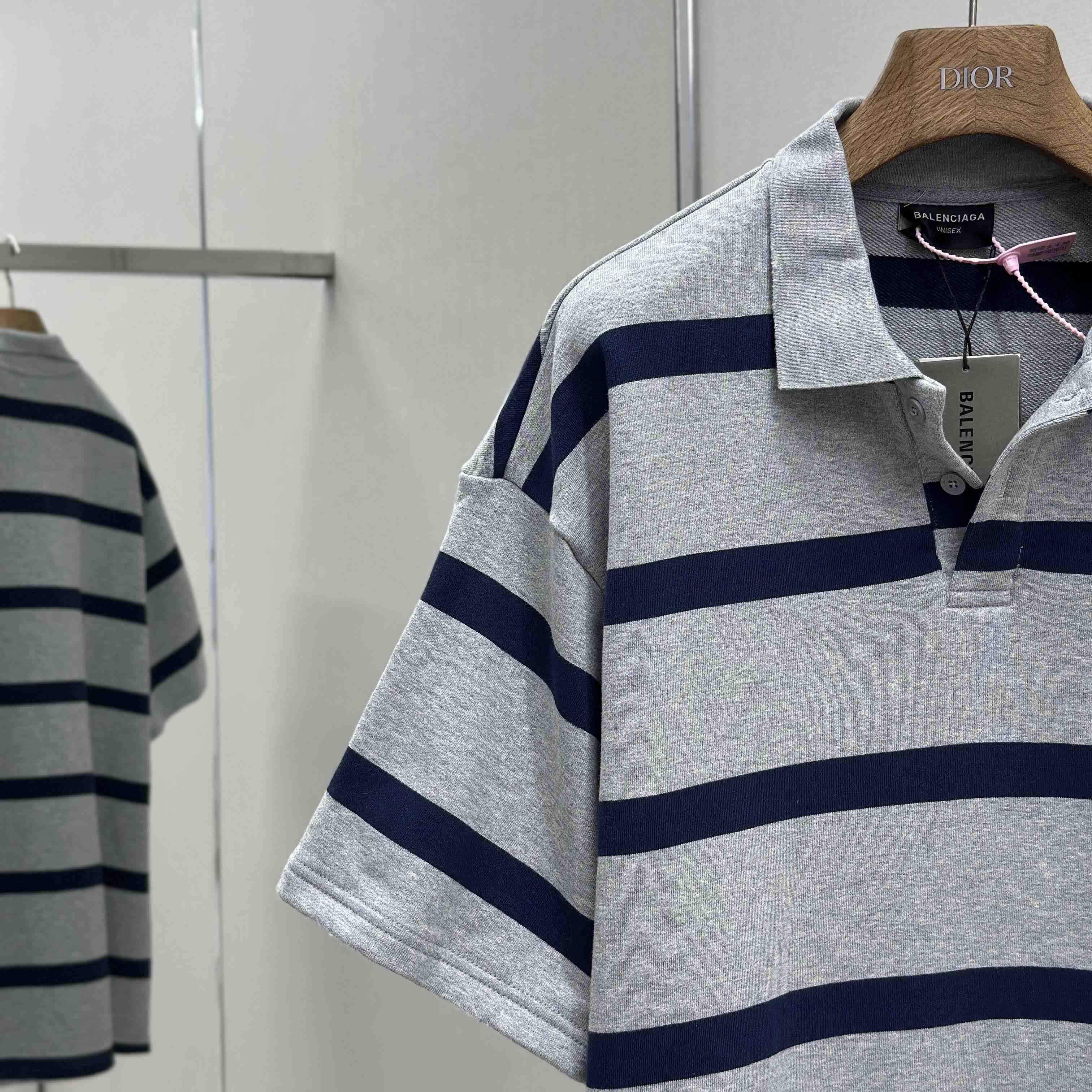 Balenciaga Laurel Classic Oversized Polo In Heavy Grey - DopestKickz