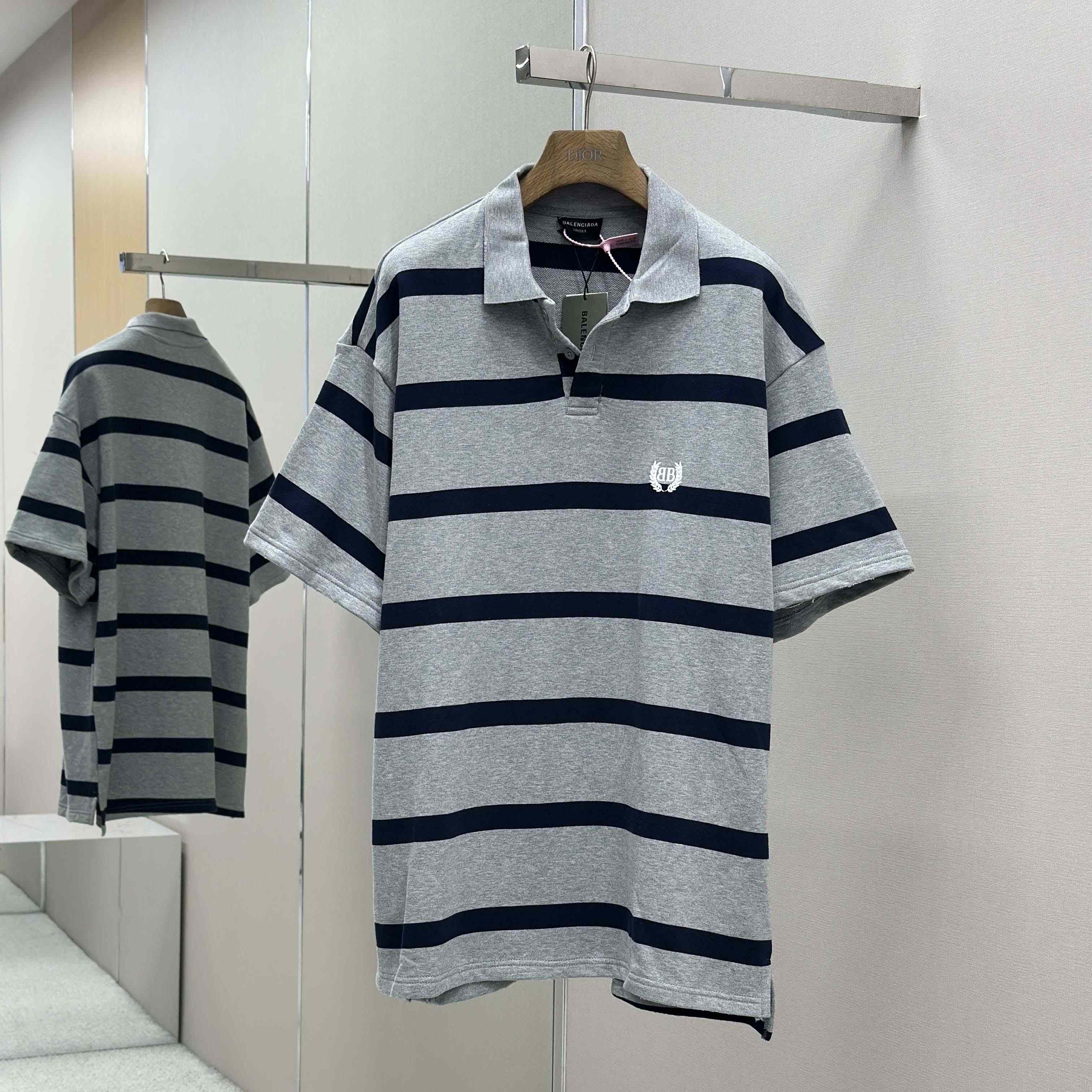 Balenciaga Laurel Classic Oversized Polo In Heavy Grey - DopestKickz