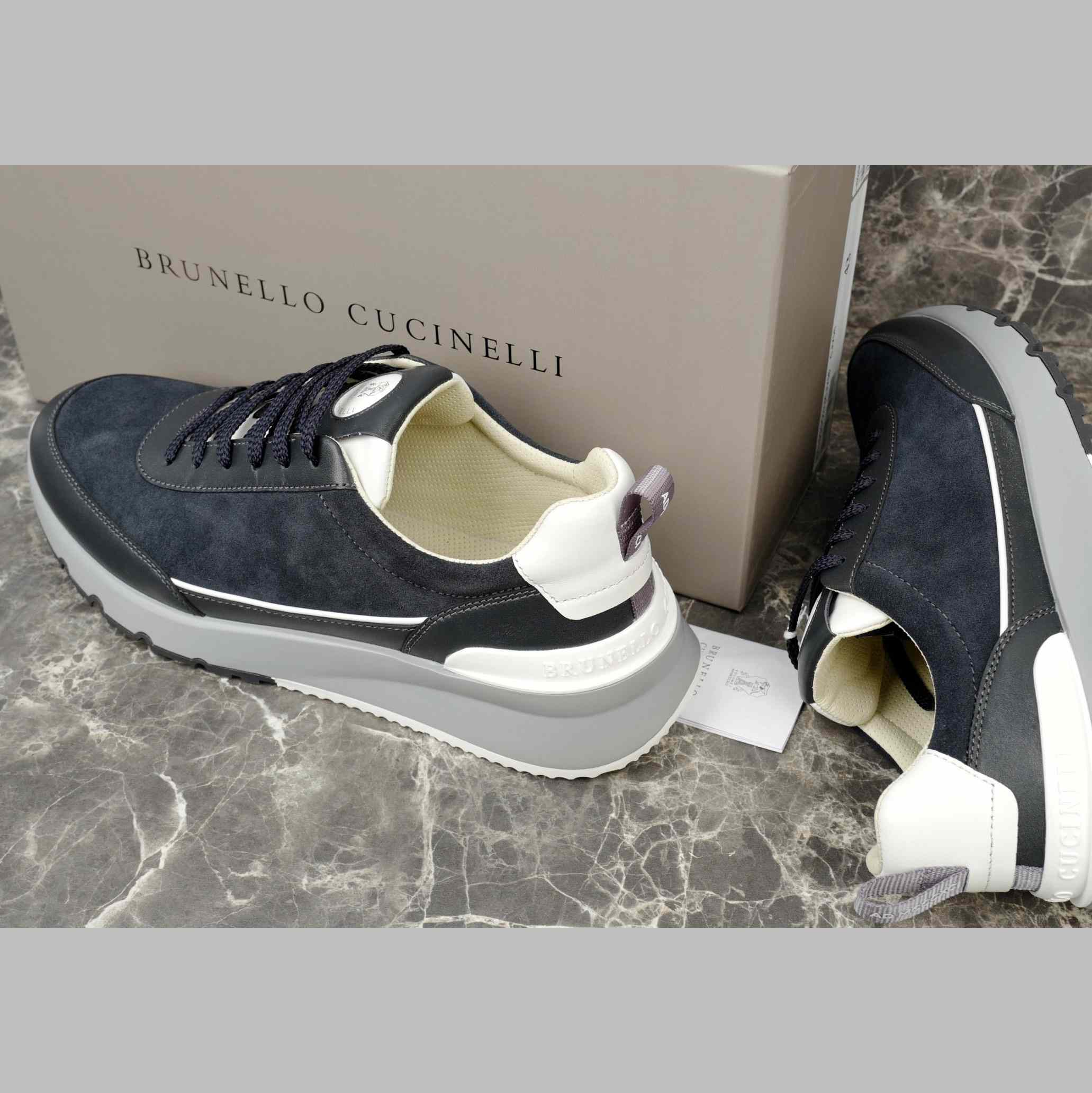Brunello Cucinelli Washed Suede And Semi-polished Calfskin Runners  - DopestKickz