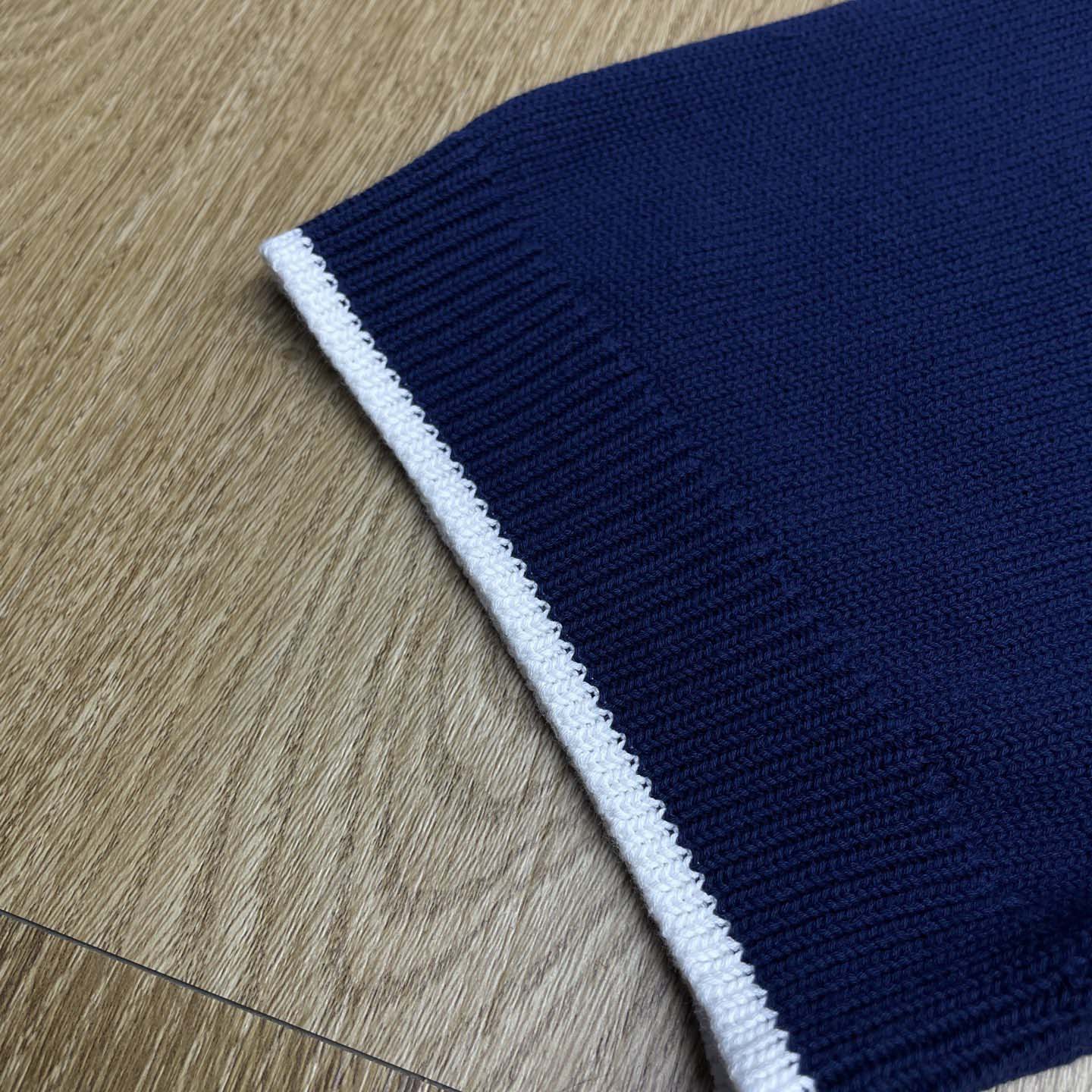 Casablanca Merino Wool T-shirt With Striped Collar In Blue   D0089 - DopestKickz