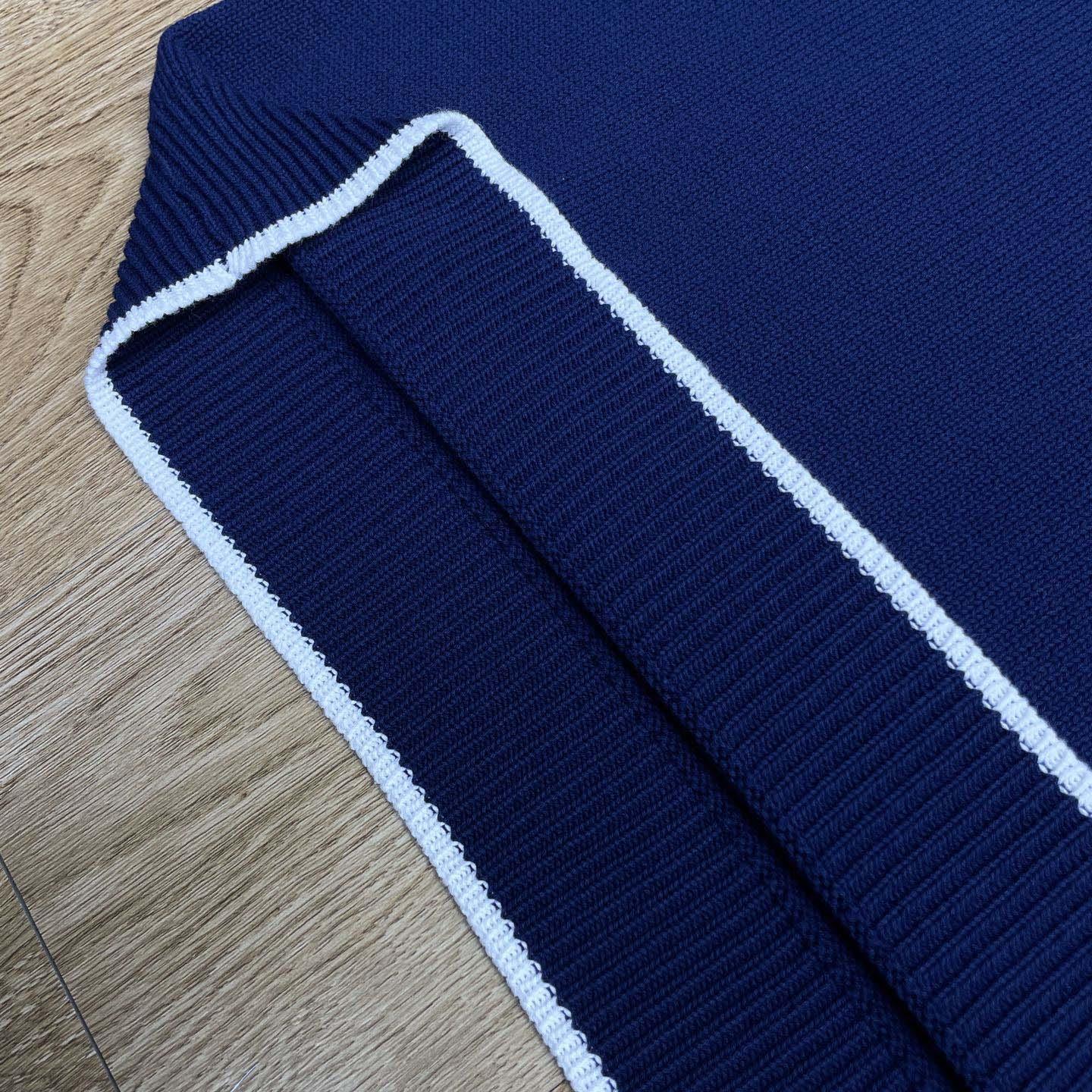 Casablanca Merino Wool T-shirt With Striped Collar In Blue   D0089 - DopestKickz