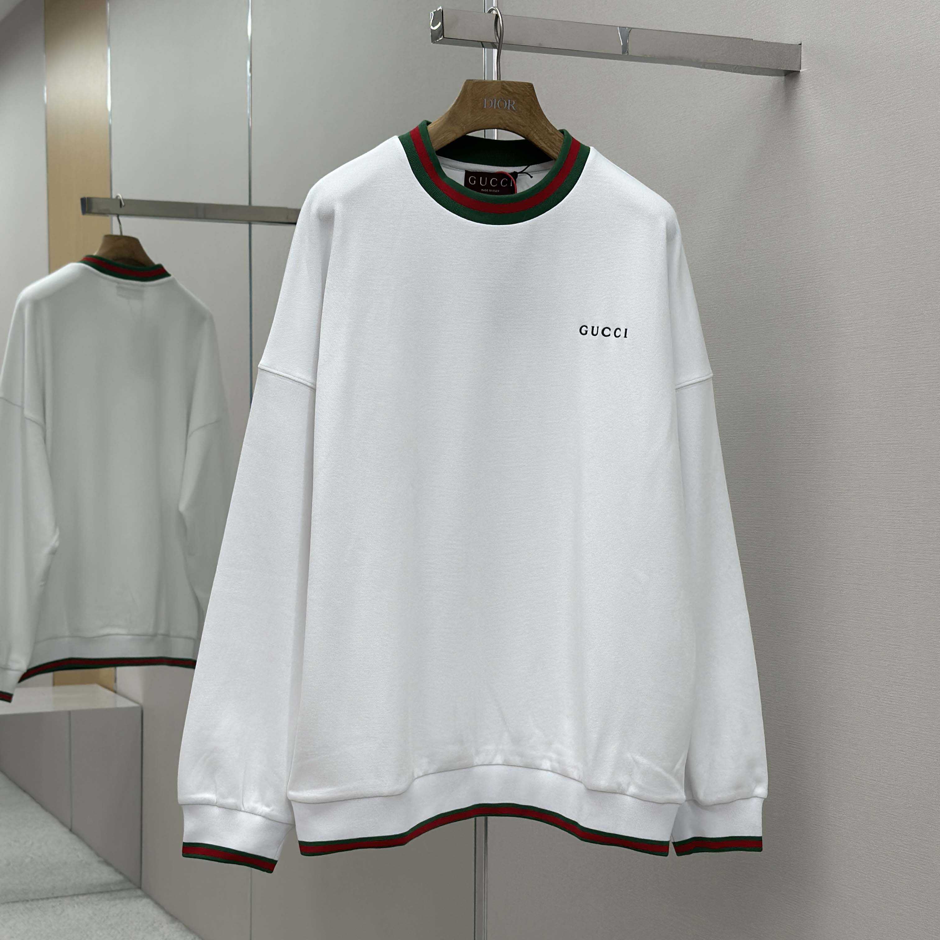 Gucci Cotton Piquet Sweatshirt With Web - DopestKickz