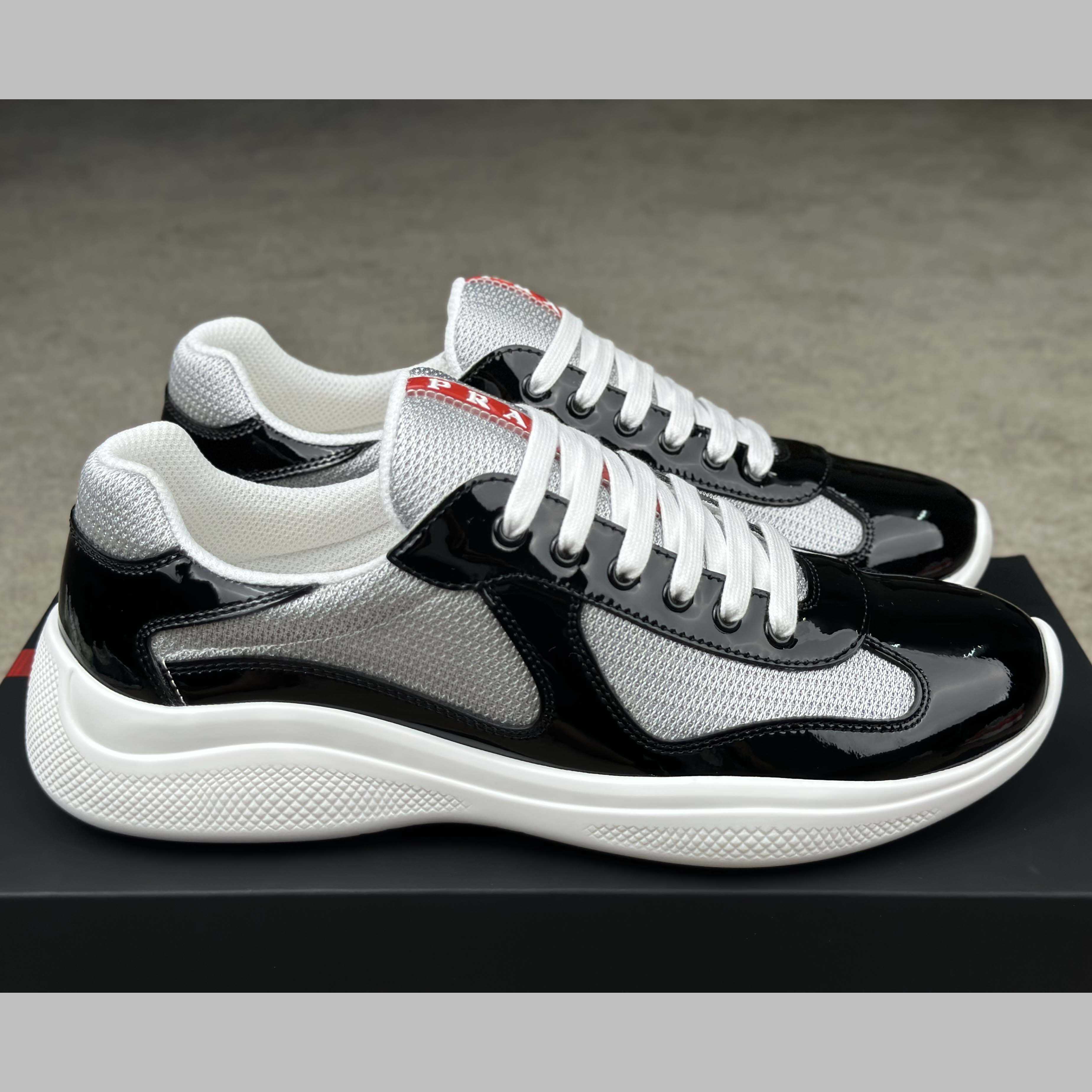 Prada Patent Leather And Technical Fabric Prada America's Cup Sneakers - DopestKickz