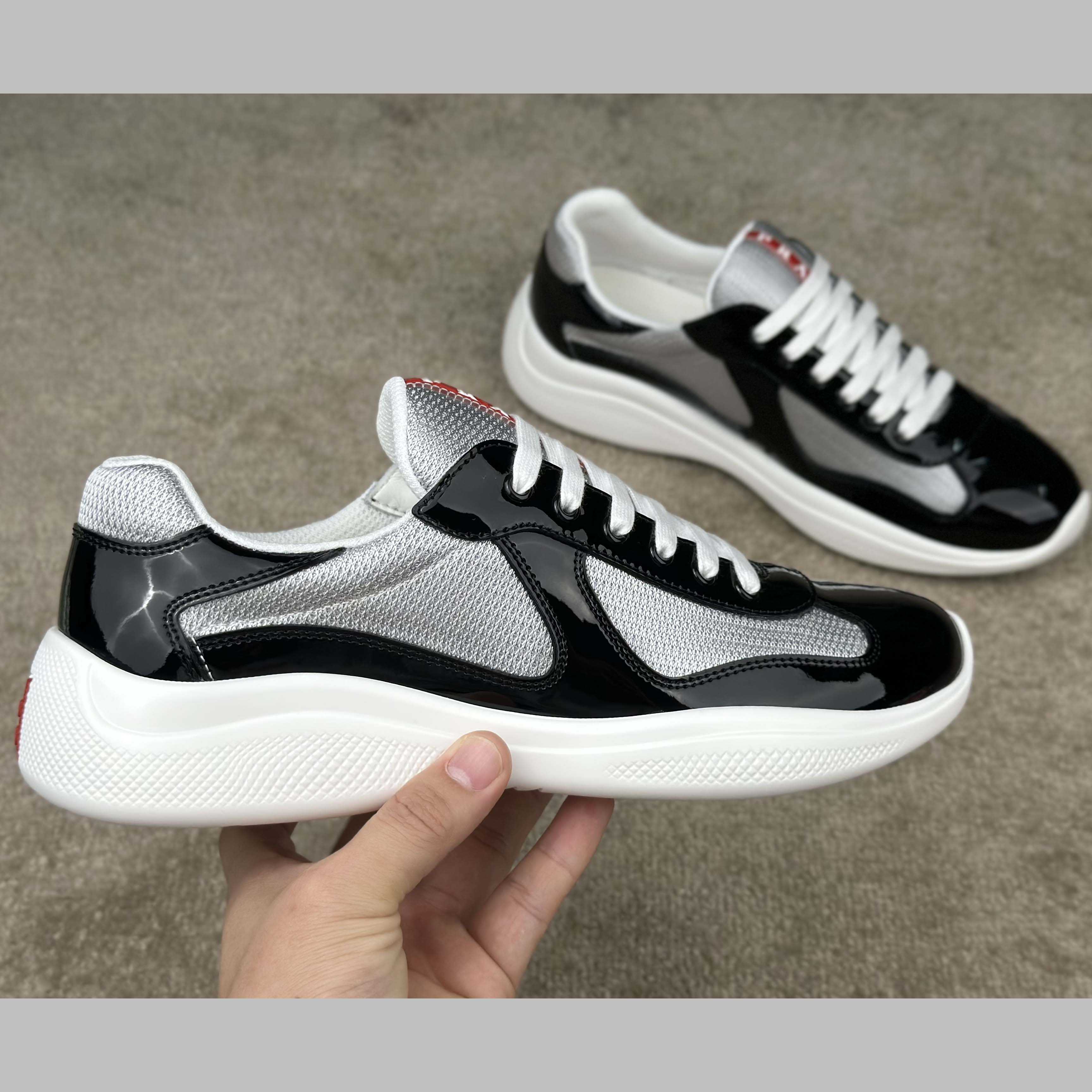 Prada Patent Leather And Technical Fabric Prada America's Cup Sneakers - DopestKickz