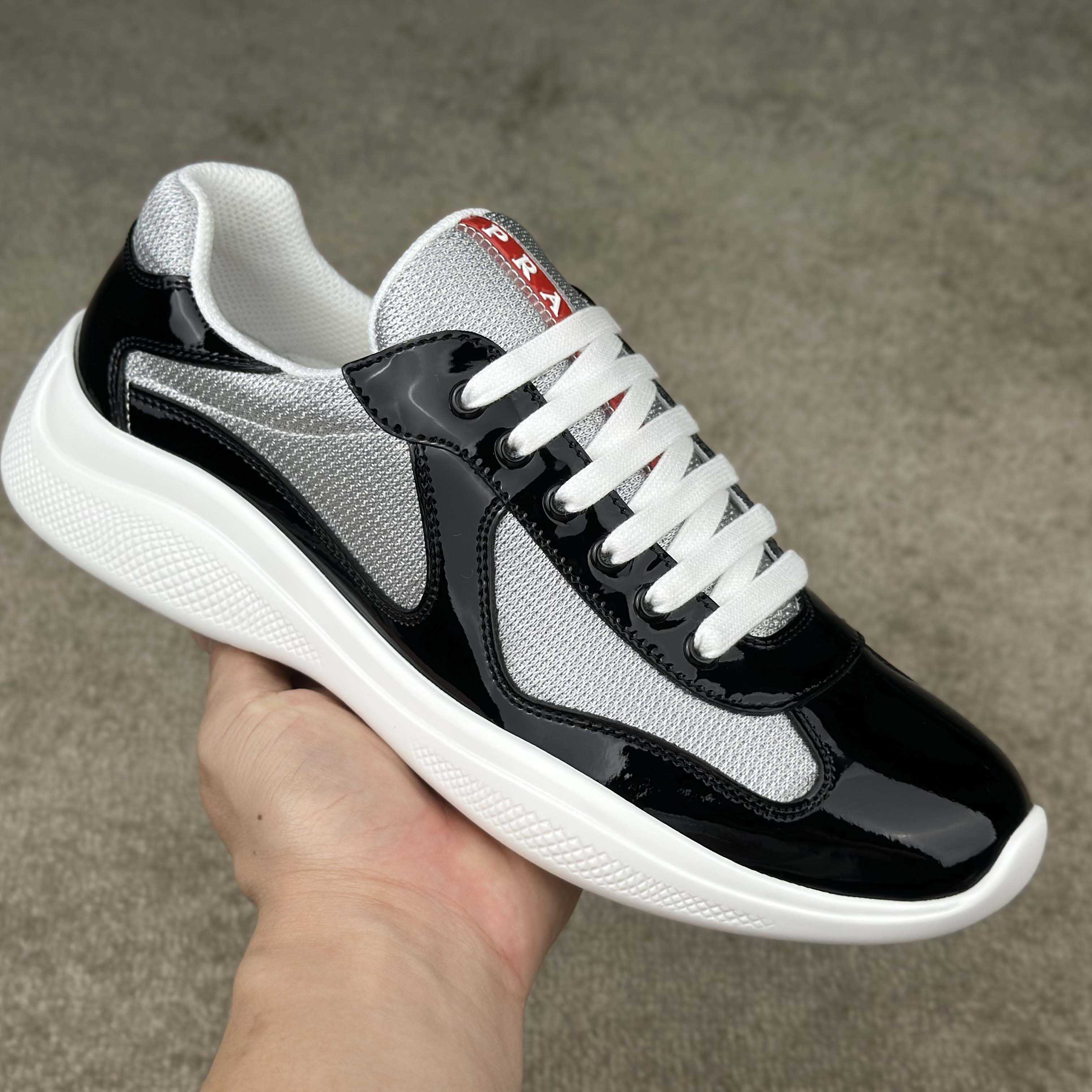 Prada Patent Leather And Technical Fabric Prada America's Cup Sneakers - DopestKickz