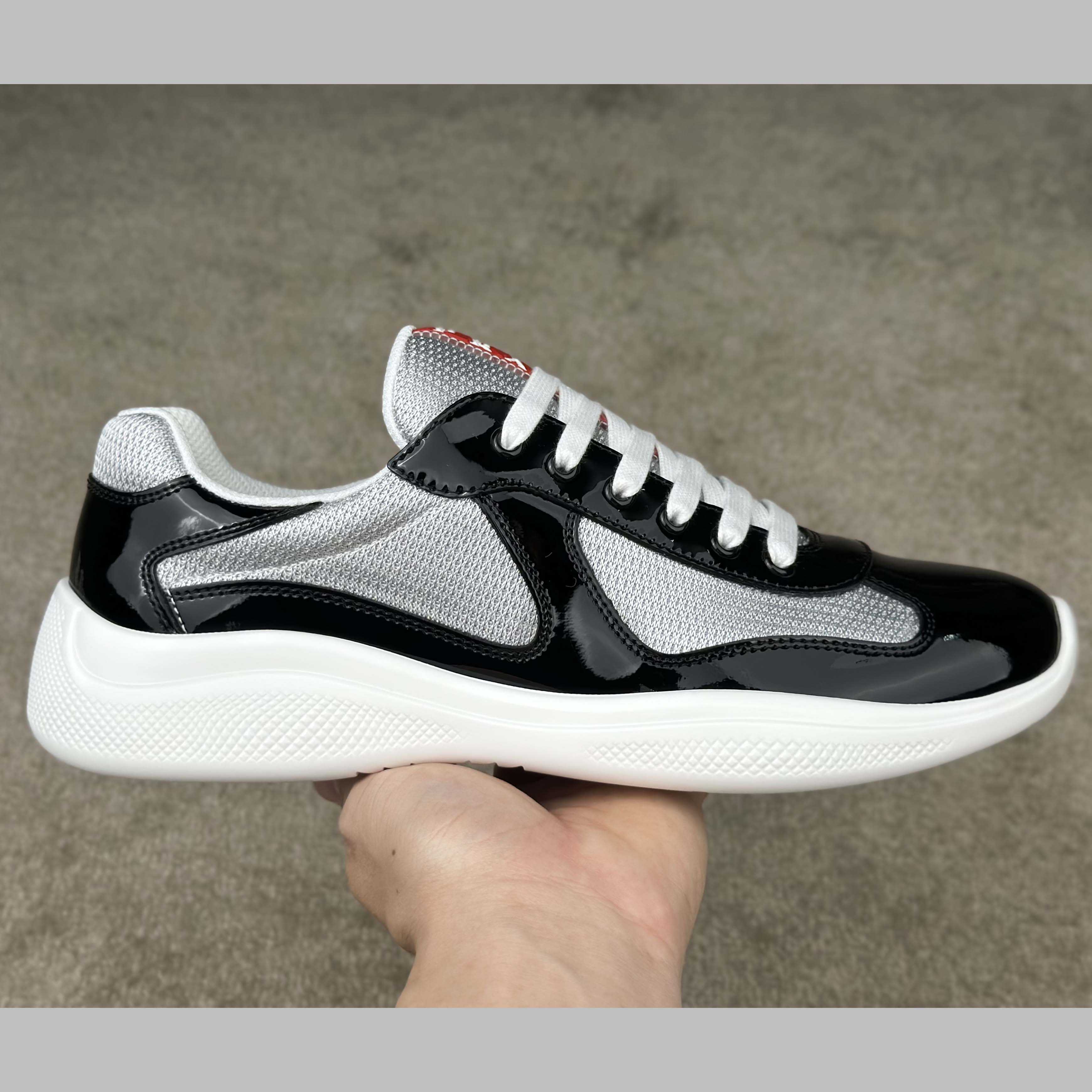 Prada Patent Leather And Technical Fabric Prada America's Cup Sneakers - DopestKickz