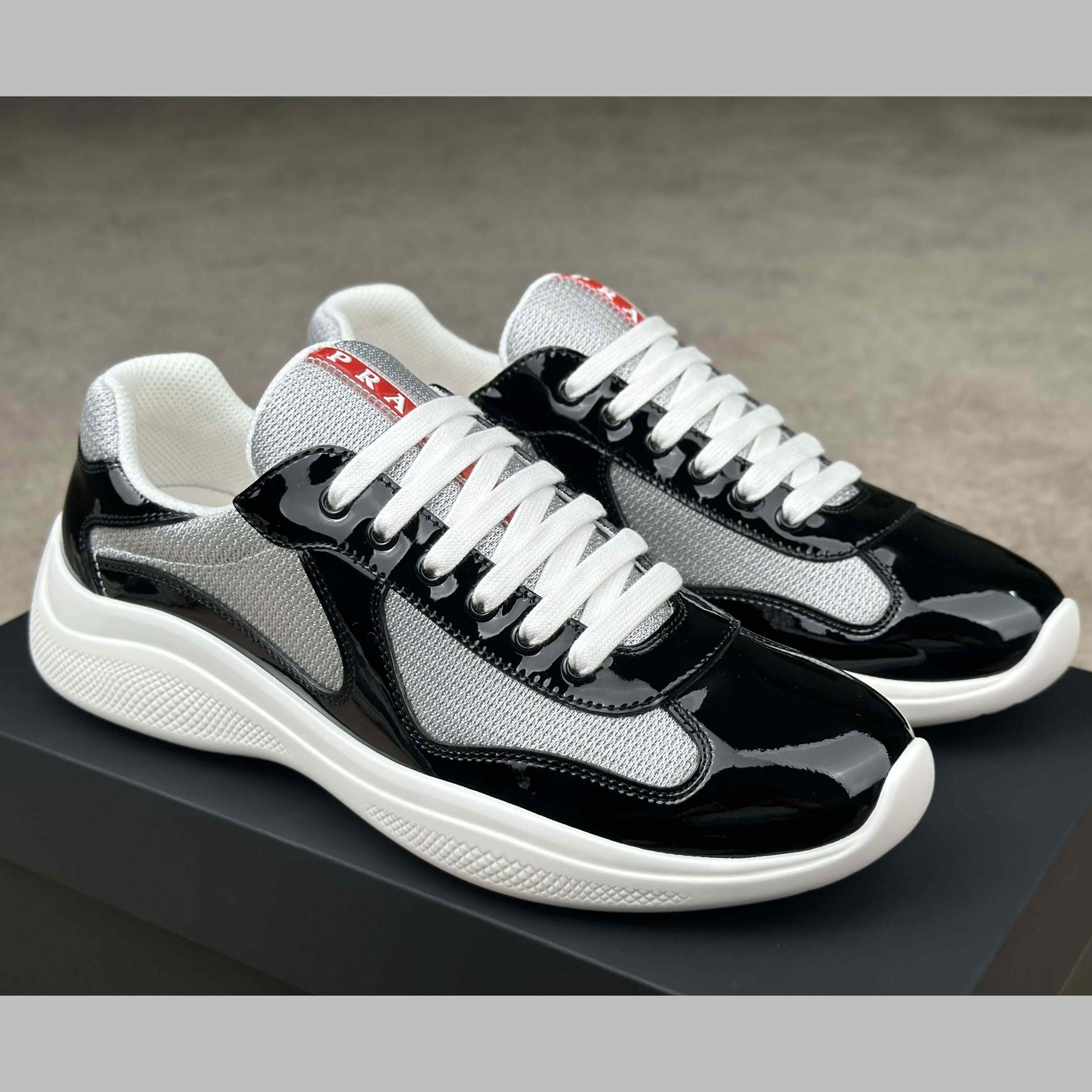 Prada Patent Leather And Technical Fabric Prada America's Cup Sneakers - DopestKickz