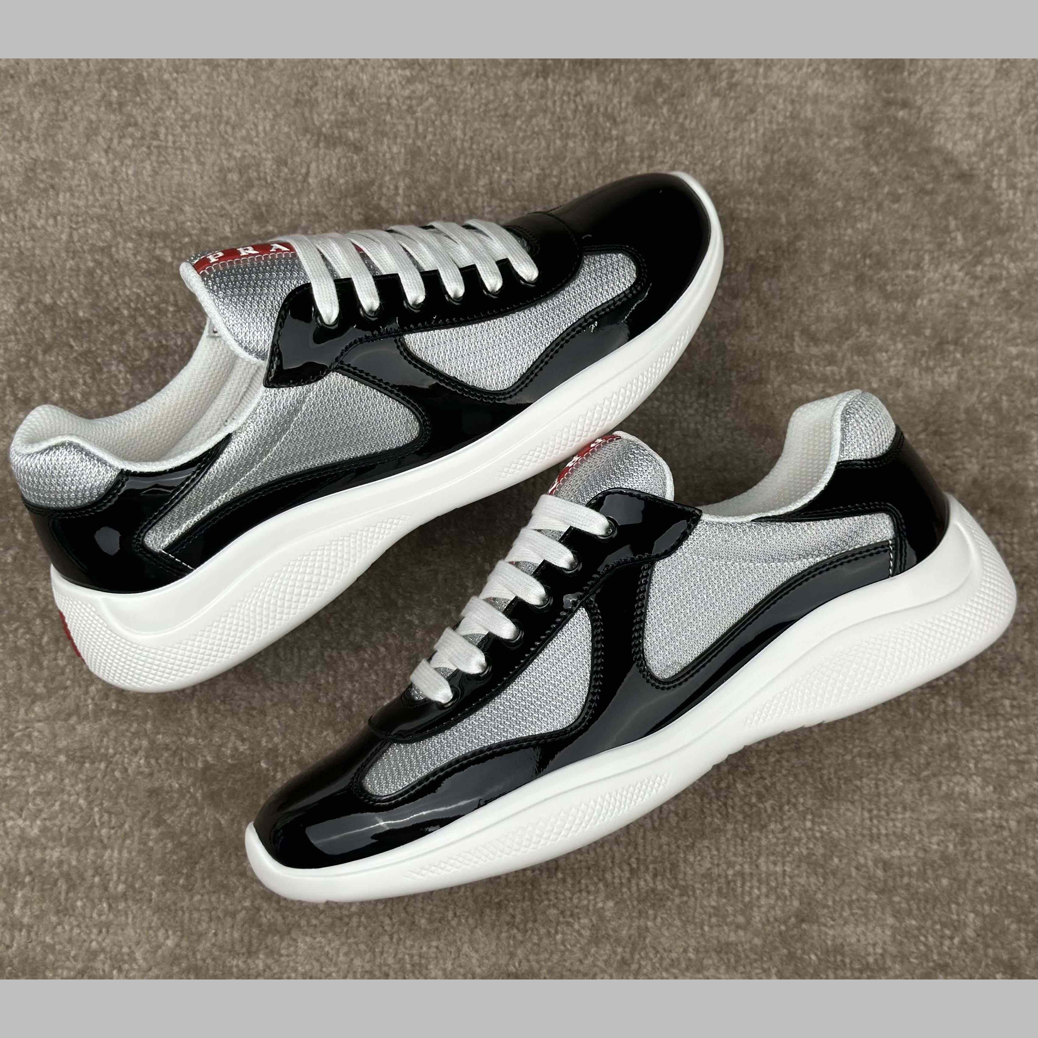 Prada Patent Leather And Technical Fabric Prada America's Cup Sneakers - DopestKickz