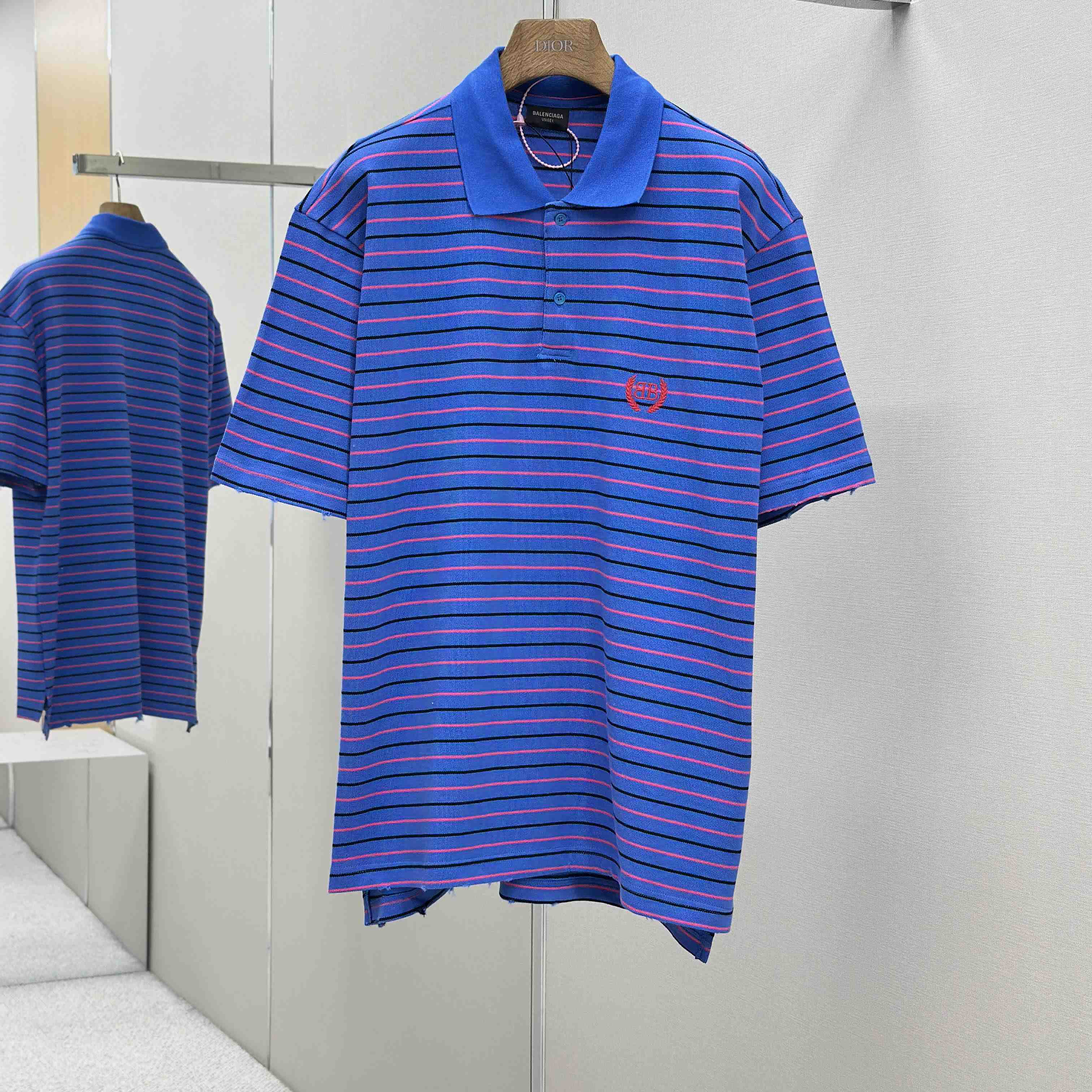 Balenciaga Striped Polo Shirt - DopestKickz